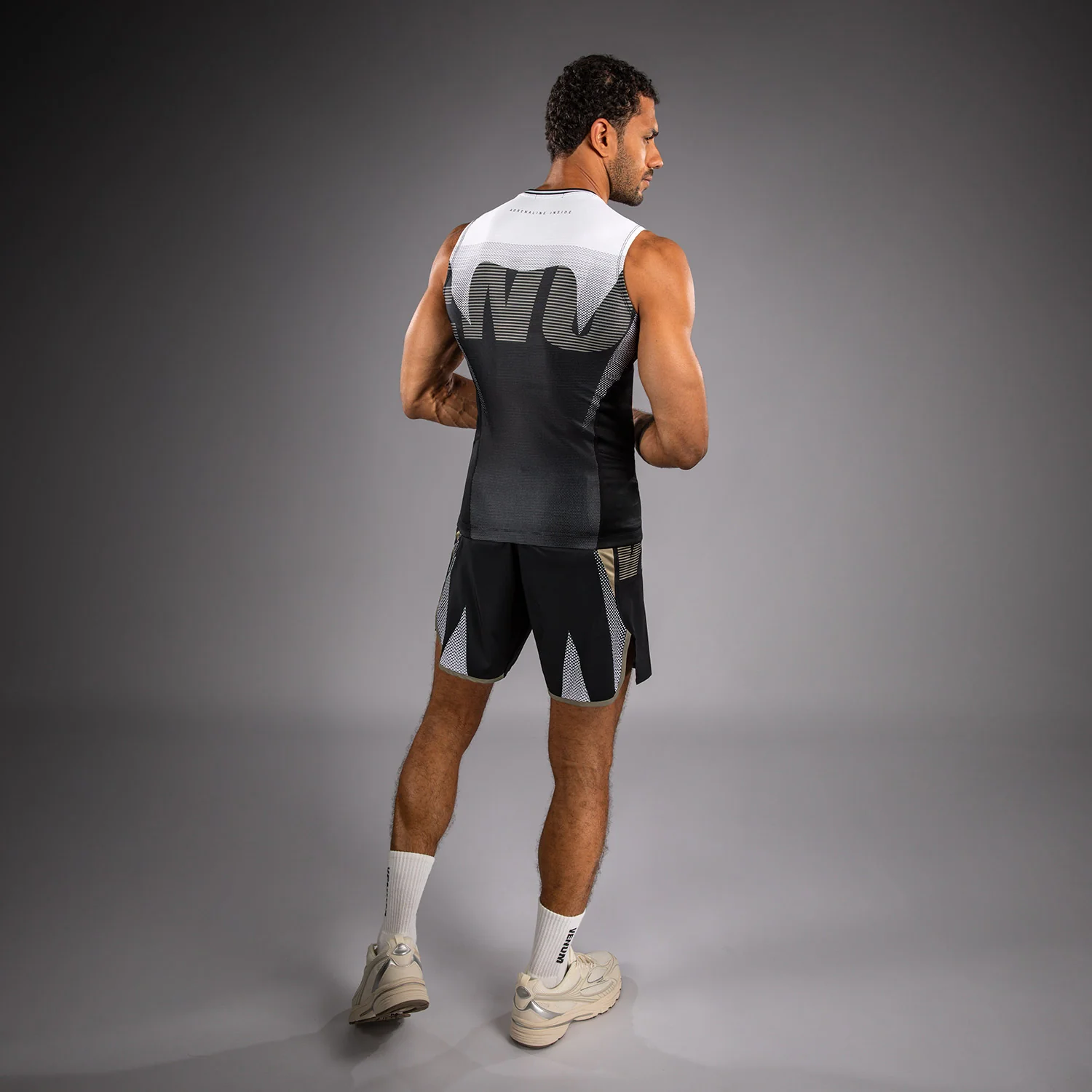 Venum Adrenaline Sleeveless Rashguards - Black/Sand - Image 5