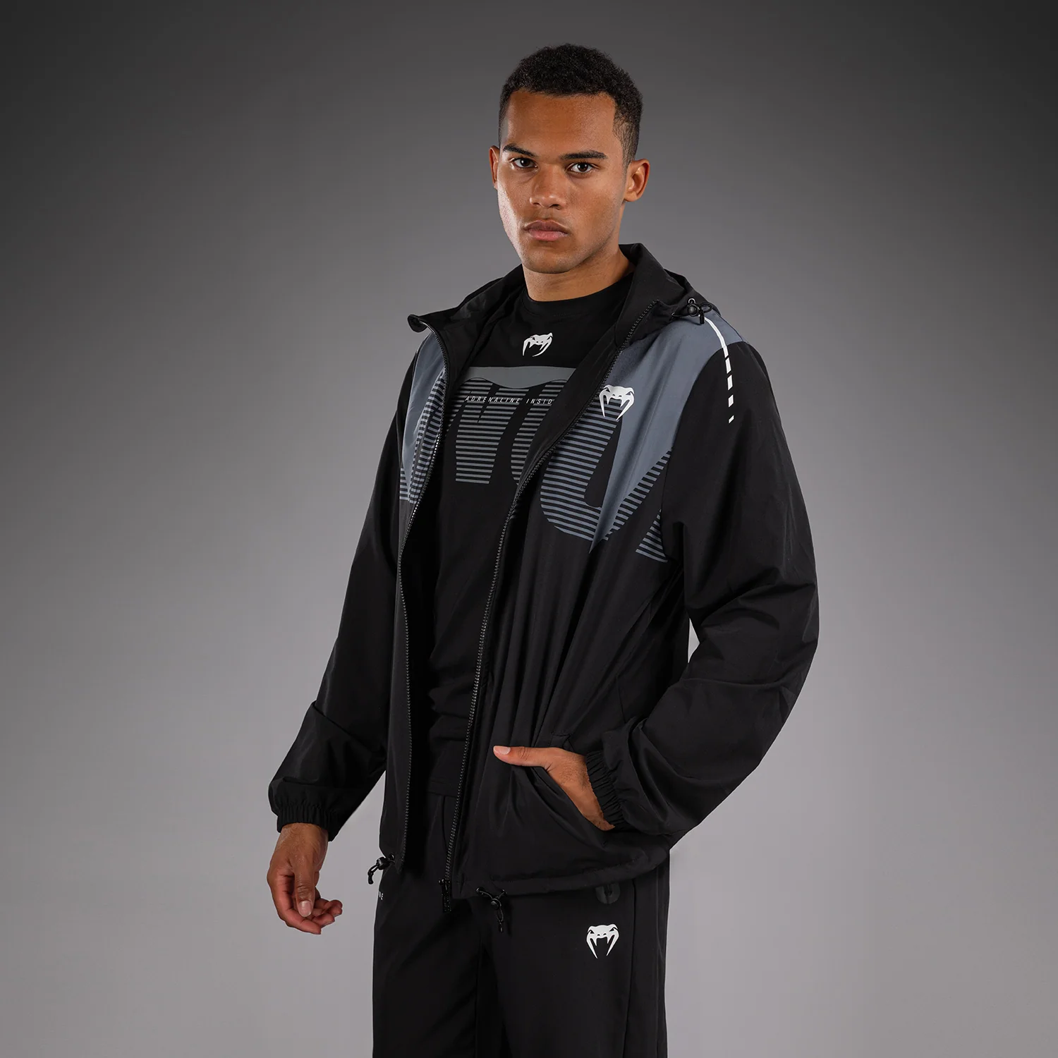 Venum Adrenaline Track Jacket - Black/Silver Grey - Image 7