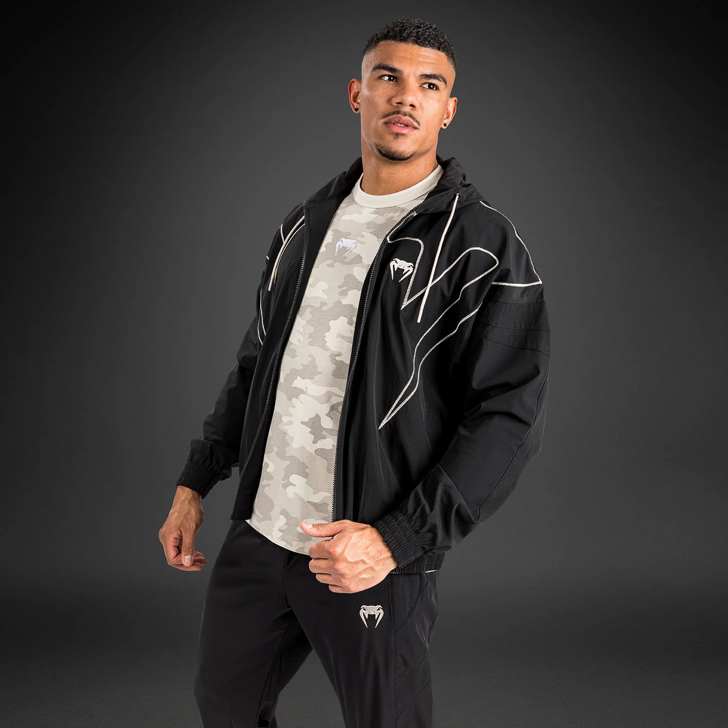 Venum Attack 90 Tracksuit Jacket - Black/White - Image 5
