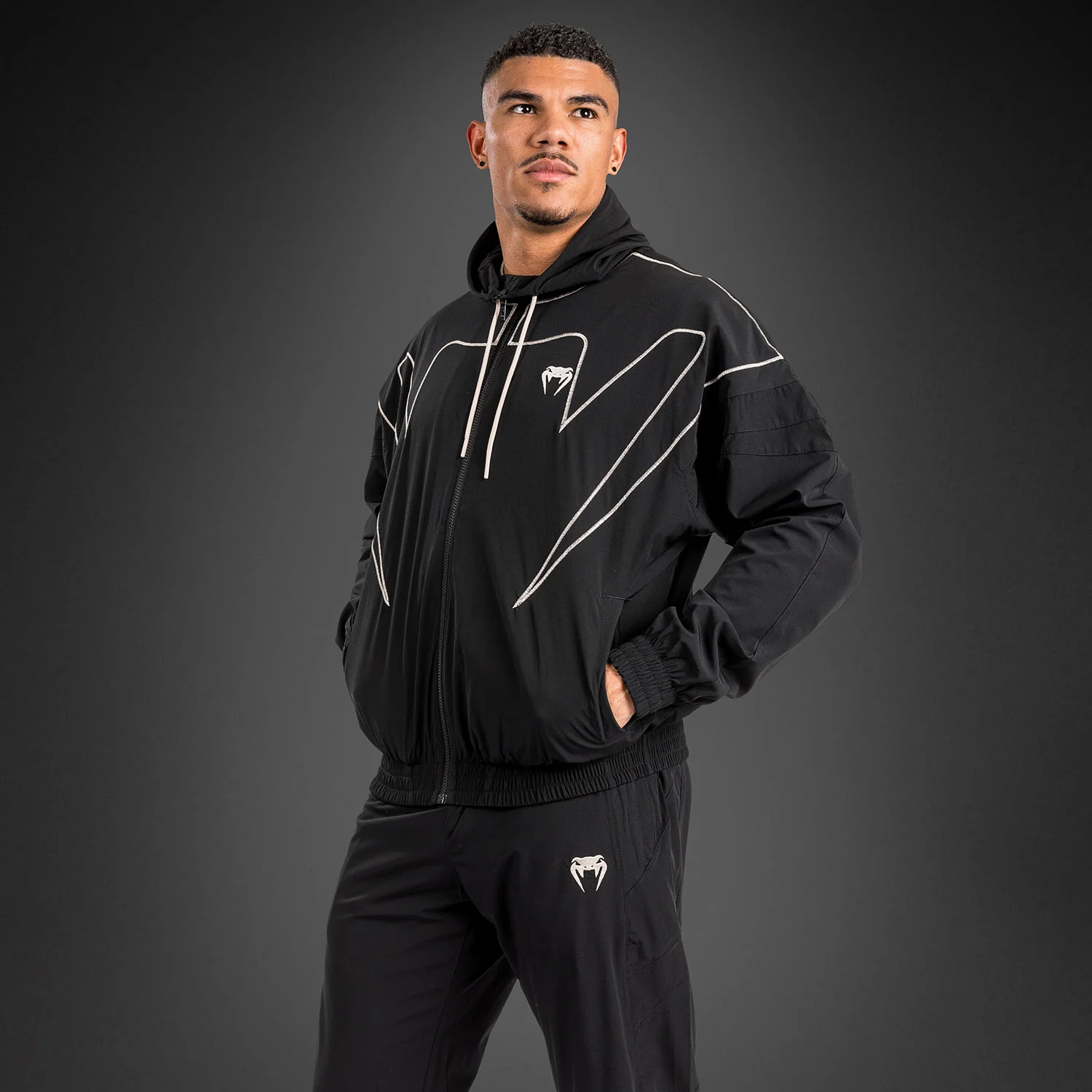Venum Attack 90 Tracksuit Jacket - Black/White - Image 6