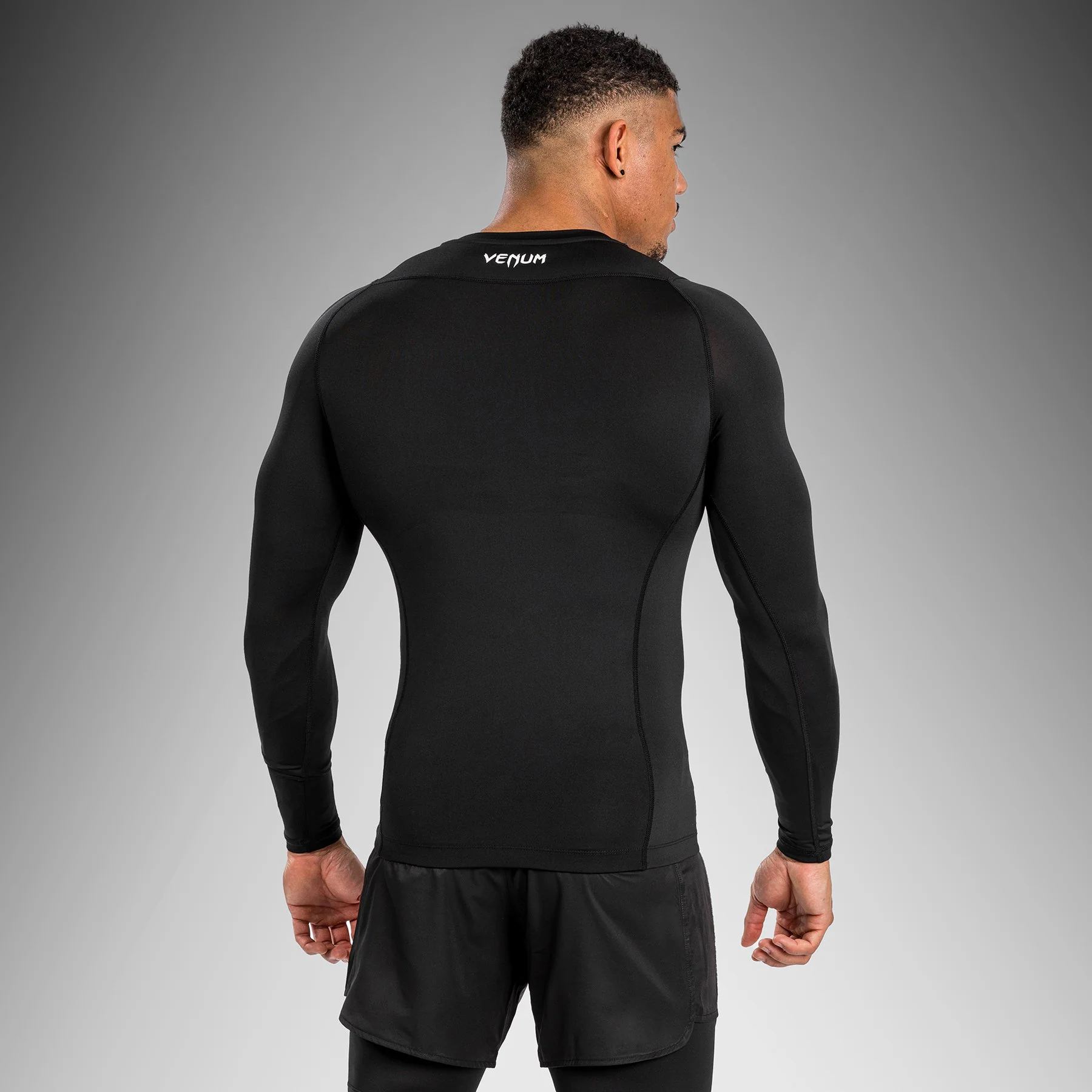 Venum Attack Men's Long Sleeve Rashguard - Black/Grey - Image 3