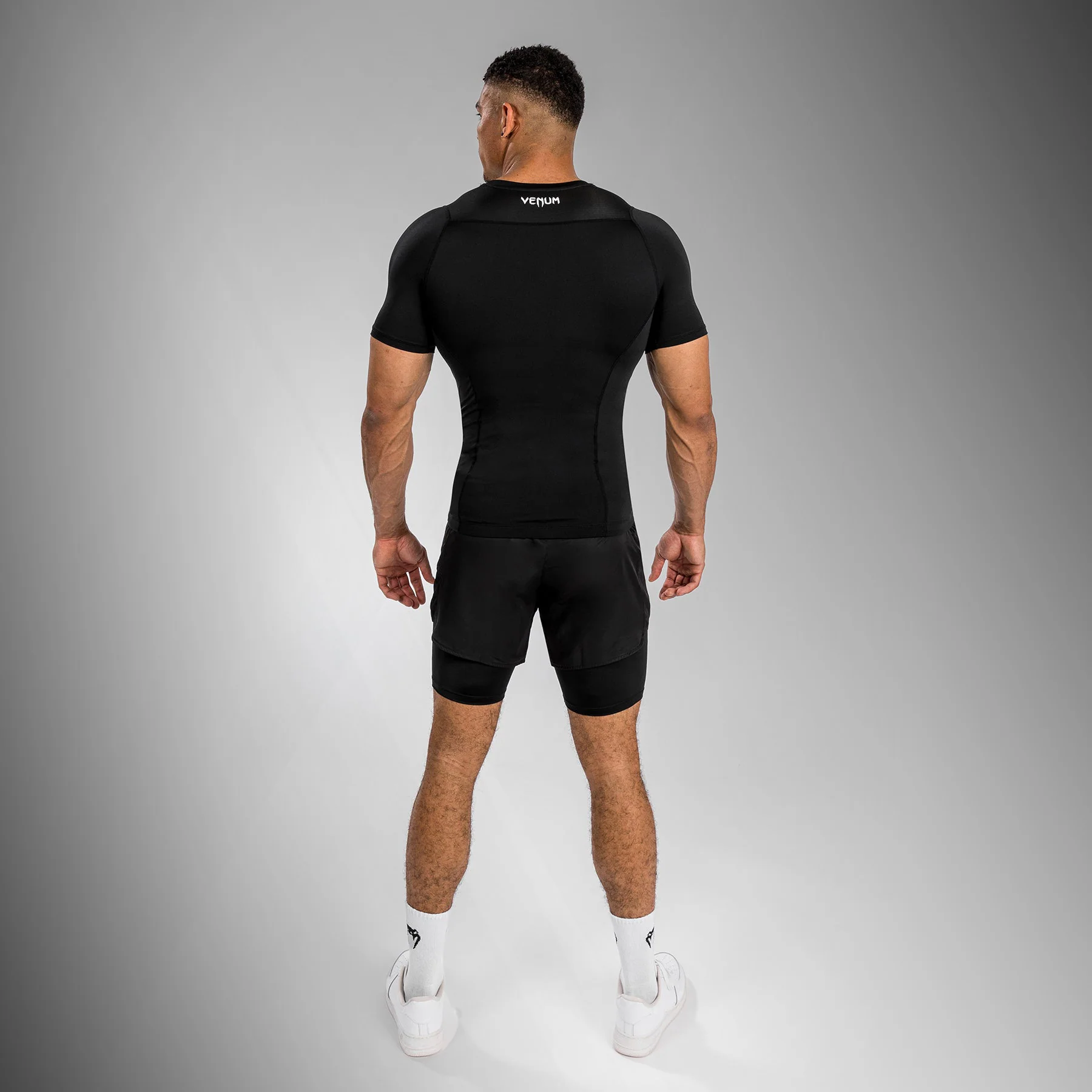 Venum Attack Men's Short Sleeve Rashguard - Black/Grey - Image 3