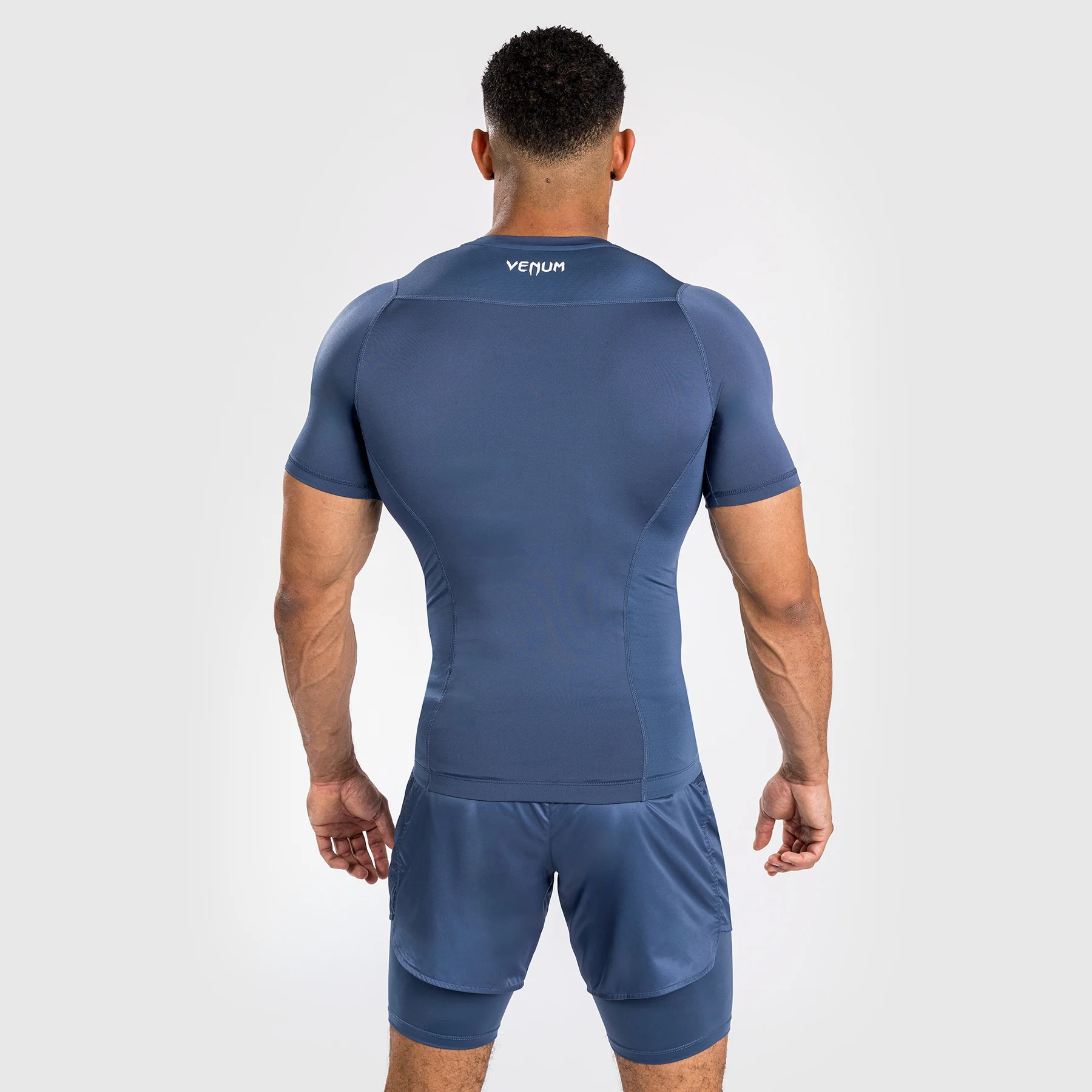 Venum Attack Men's Short Sleeve Rashguard - Navy Blue - Image 2