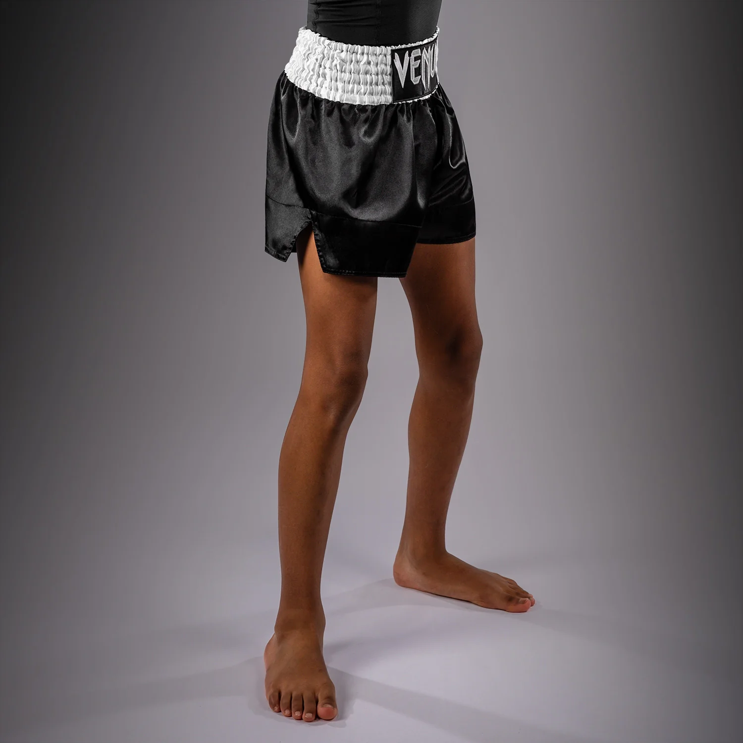 Venum Classic Muay Thai Shorts for Kids - Black/White - Image 2