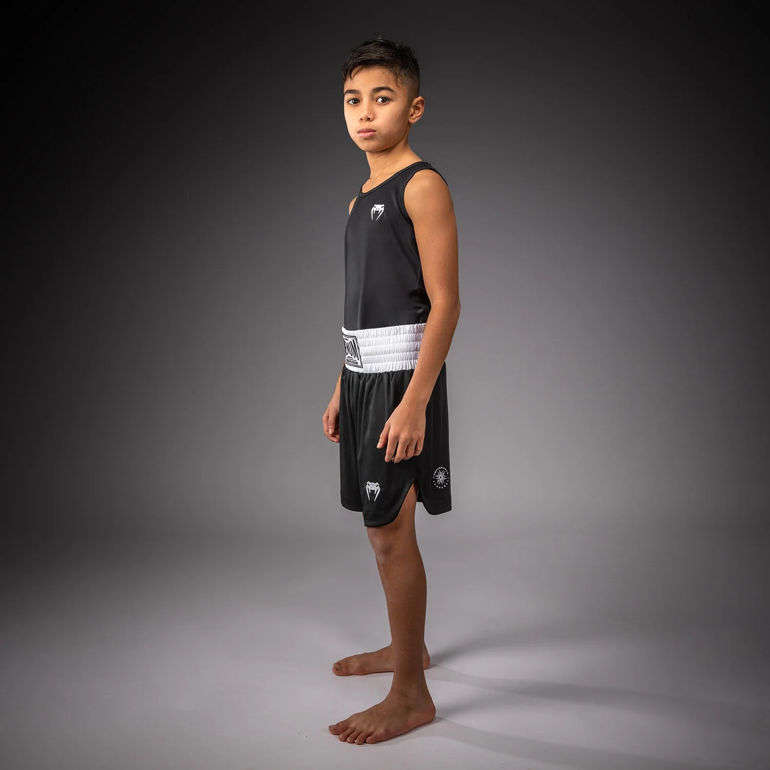 Venum Classic Youth Boxing Shorts - Black/White - Image 5