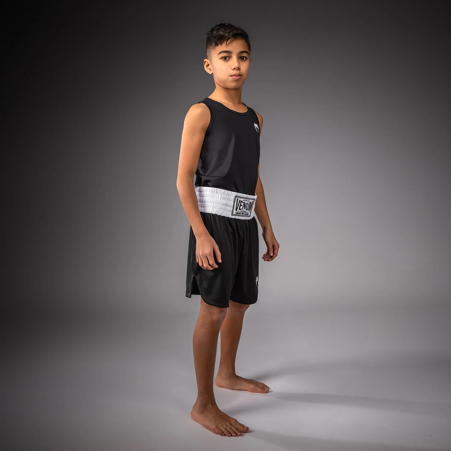 Venum Classic Youth Boxing Shorts - Black/White - Image 6