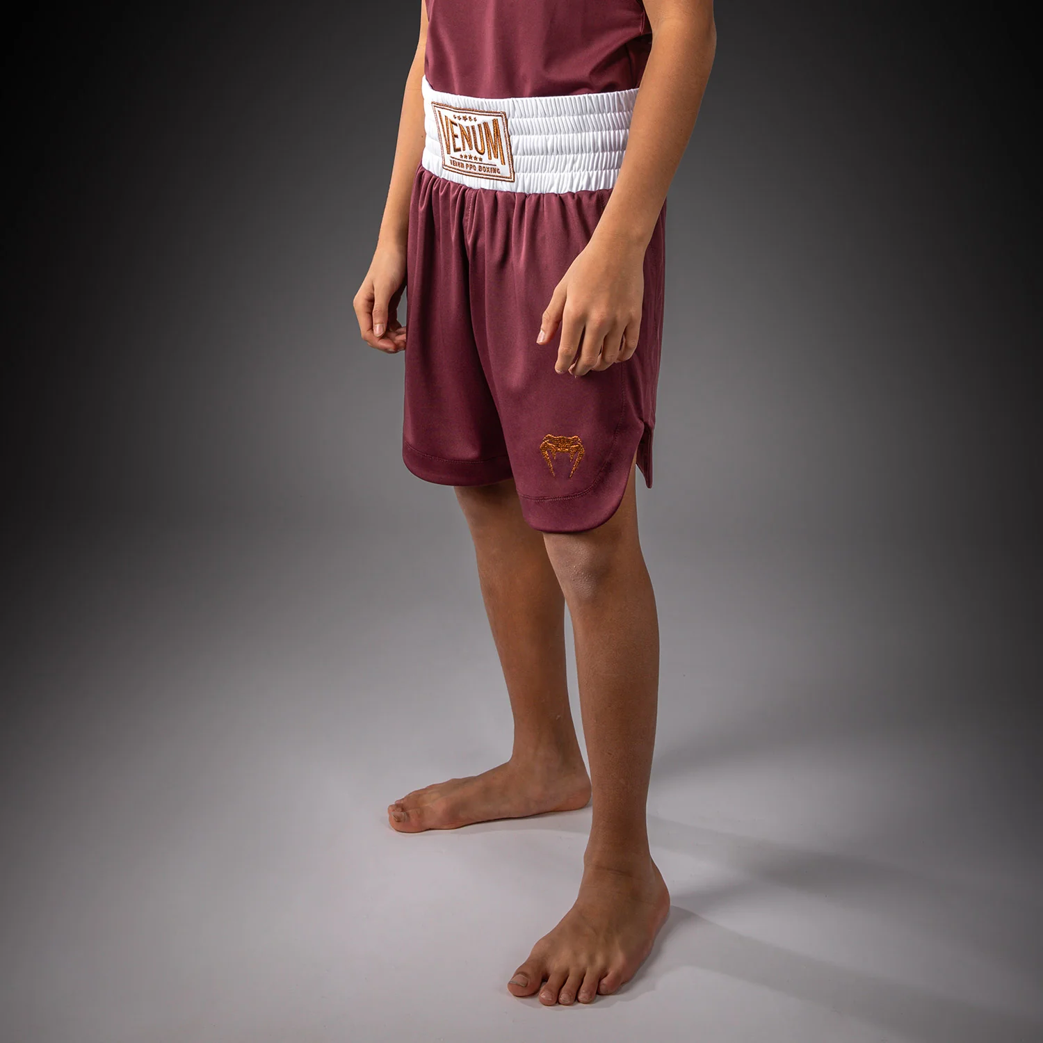 Venum Classic Youth Boxing Shorts - Burgundy - Image 2