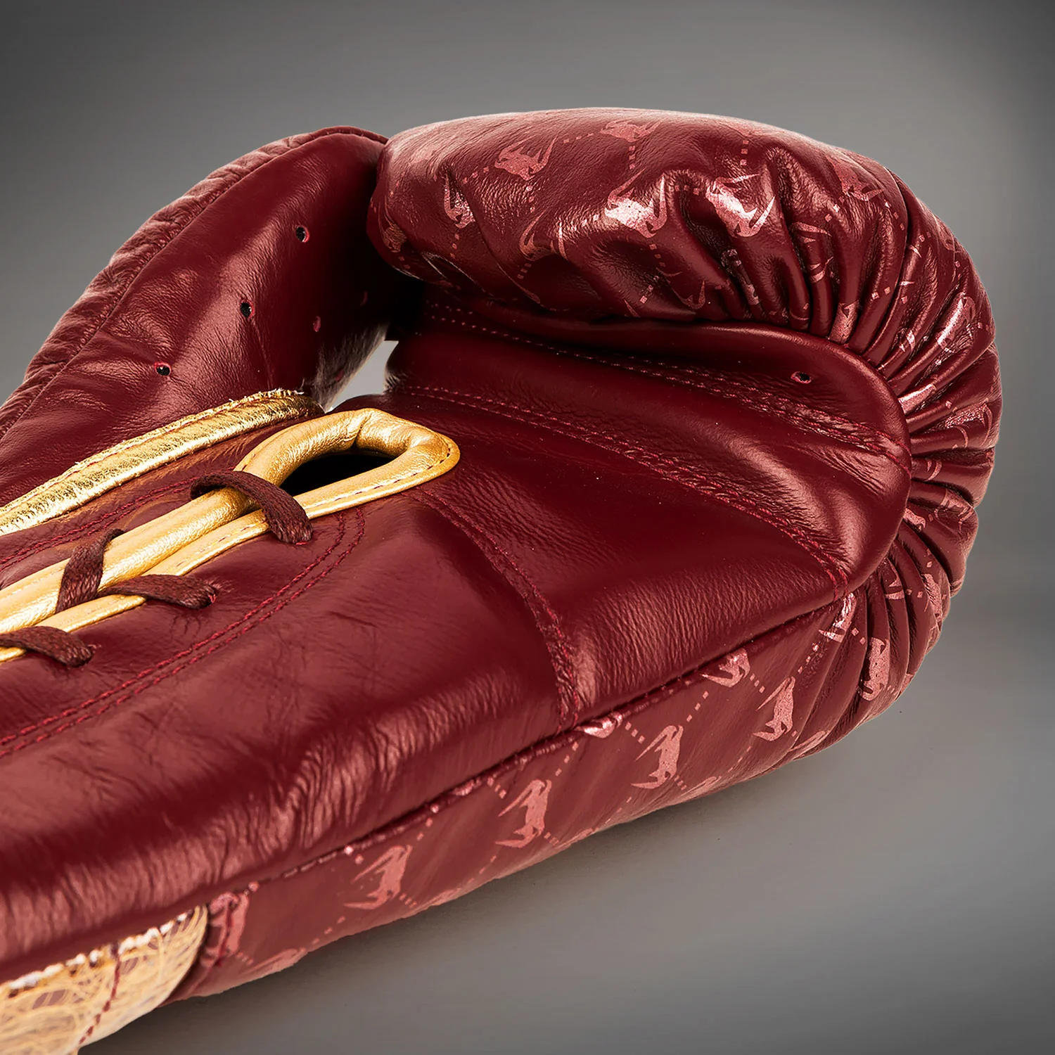 Venum Coco Monogram Pro Lace Up Boxing Gloves - Garnet Red - Image 6