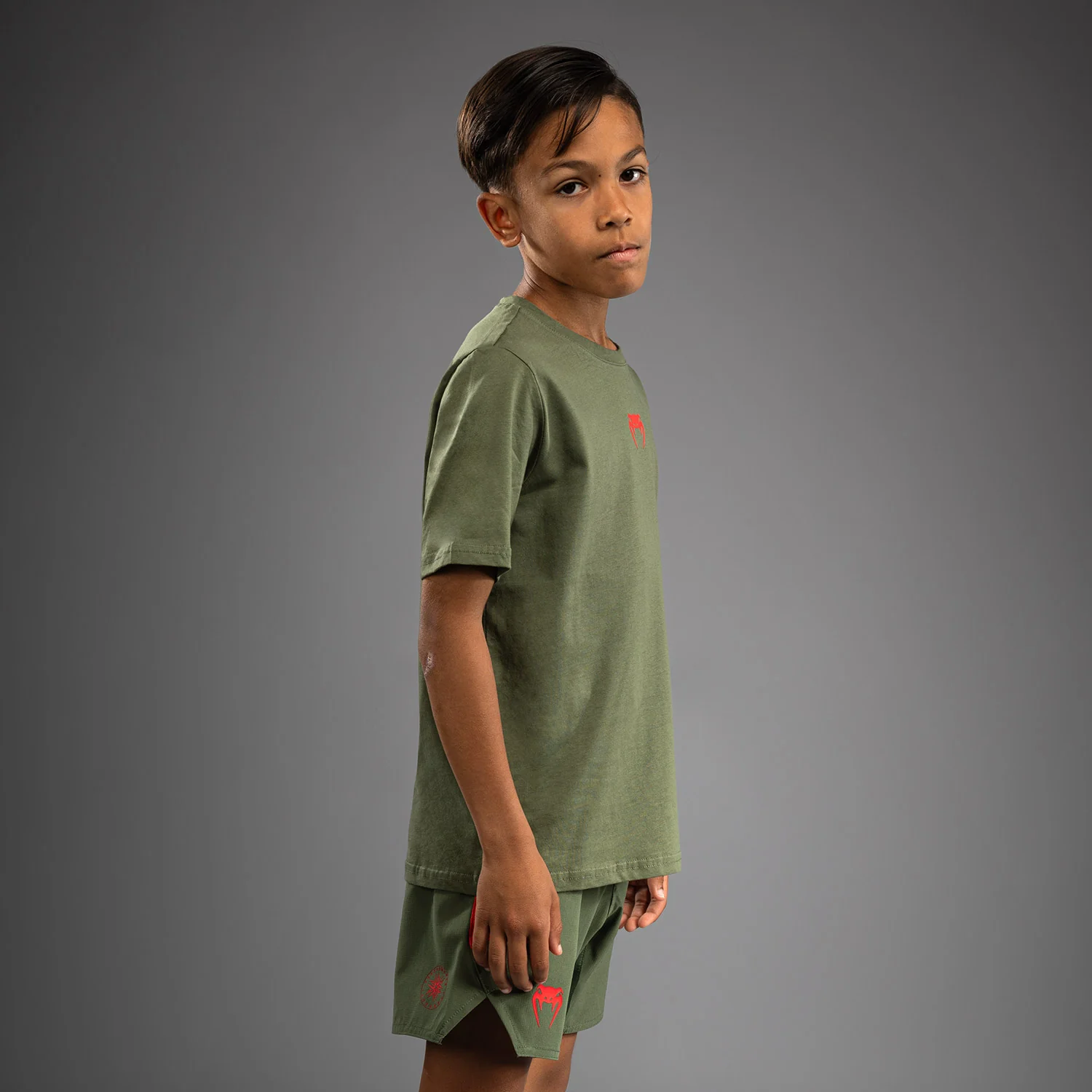 Venum Contender Kids T-shirt - Army Green/Orange - Image 2