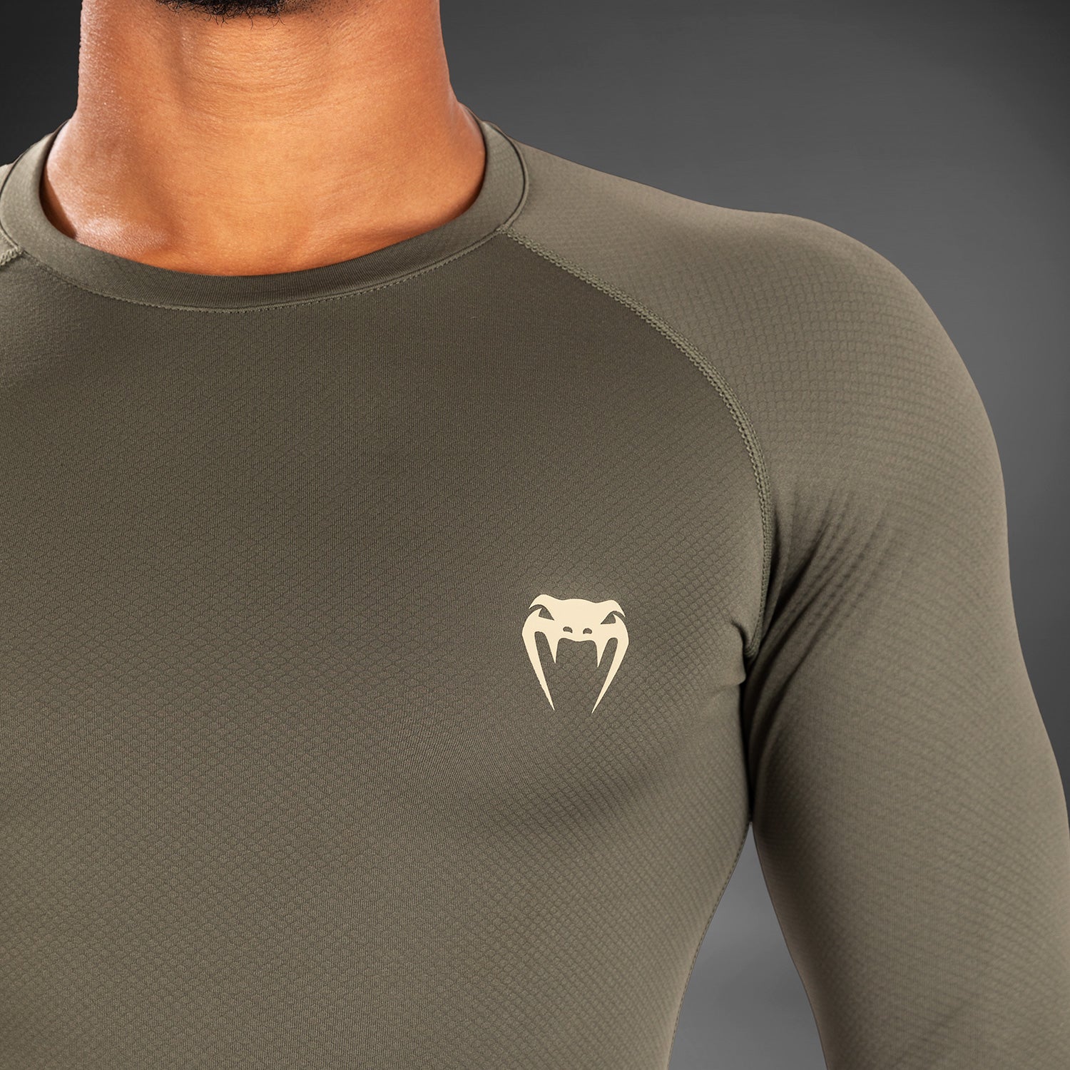 Venum Contender Men’s Long Sleeve Rashguard - Khaki - Image 6
