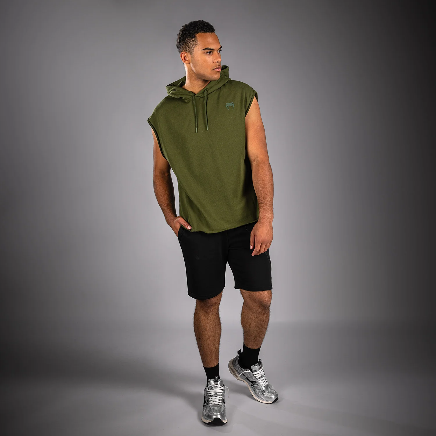 Venum Divide Sleeveless Hoodie - Military Green - Image 5