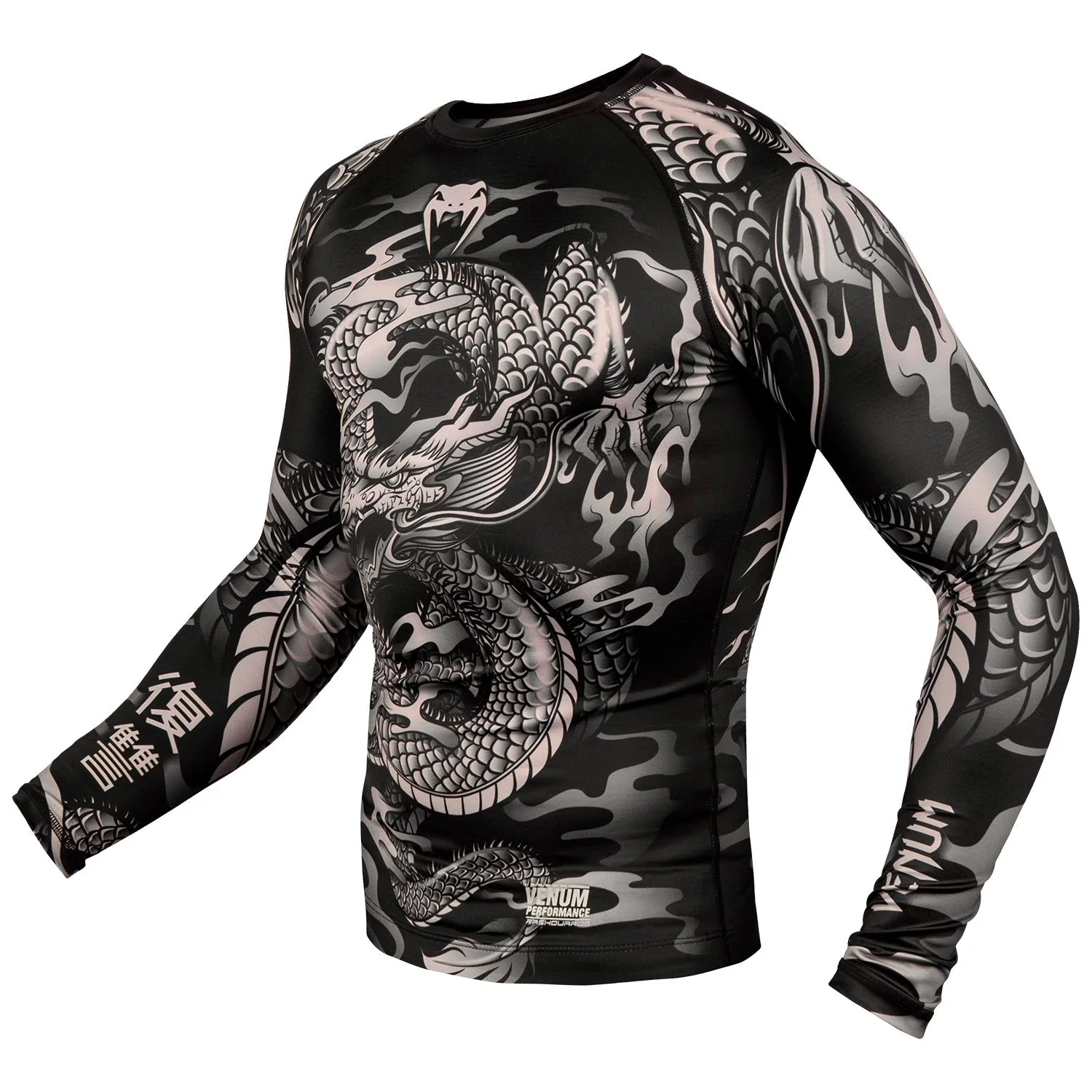 Venum Dragon's Flight Rashguard - Long Sleeves - Black/Sand - Image 2