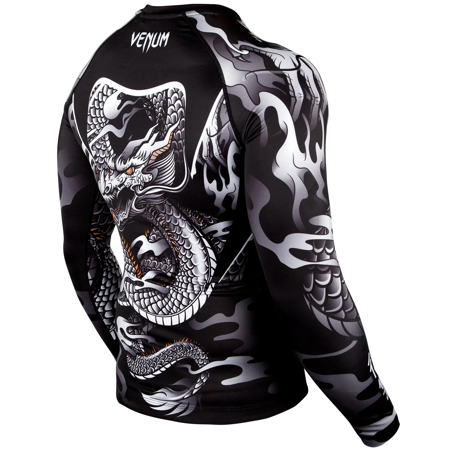 Venum Dragon's Flight Rashguard - Long Sleeves - Black/White - Image 3
