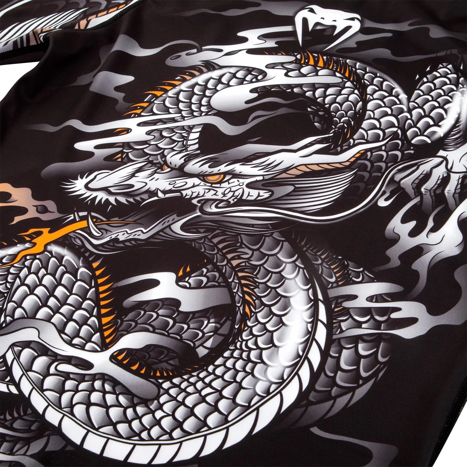 Venum Dragon's Flight Rashguard - Long Sleeves - Black/White - Image 6