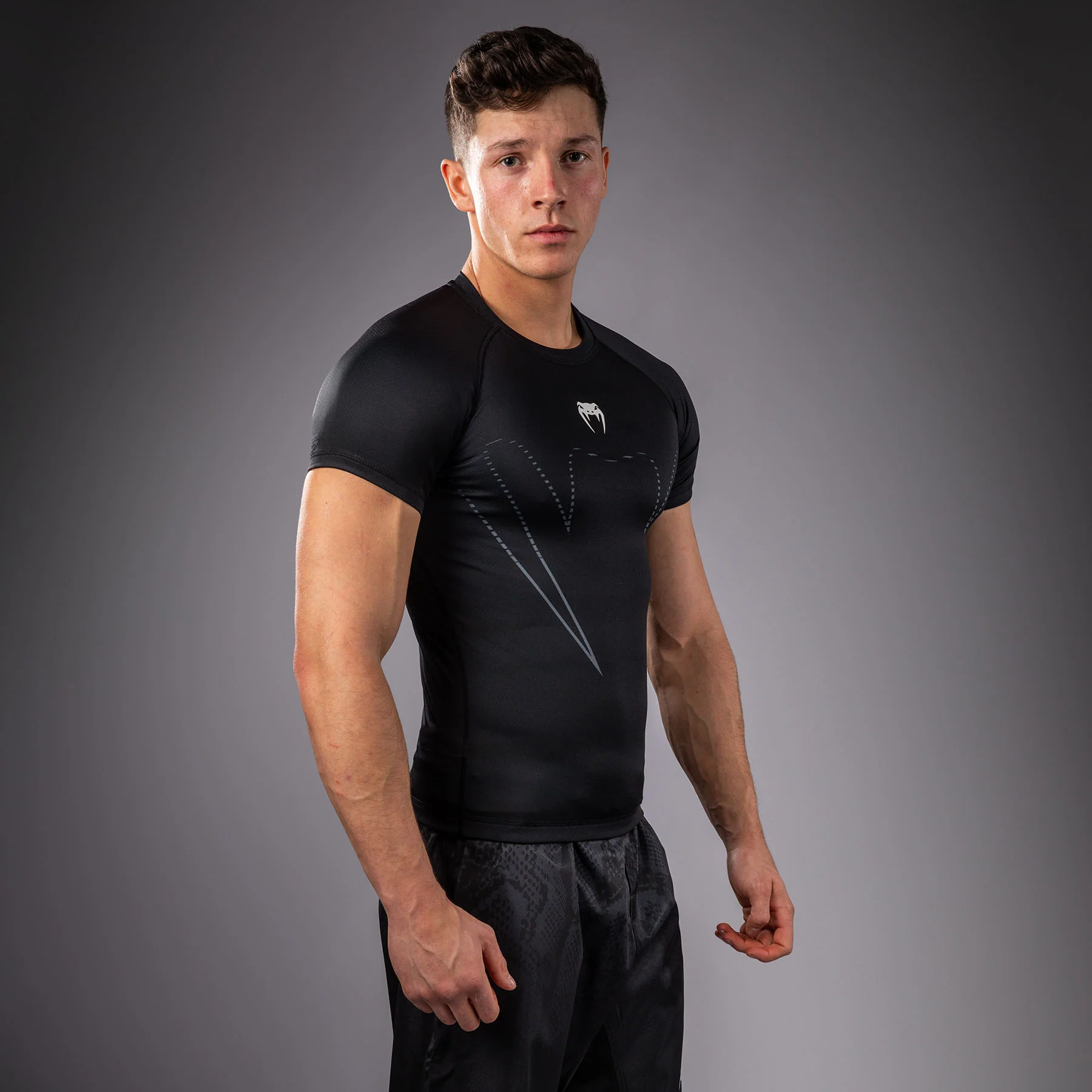 Venum Edge short sleeves Rashguard - Black/Sand - Image 2