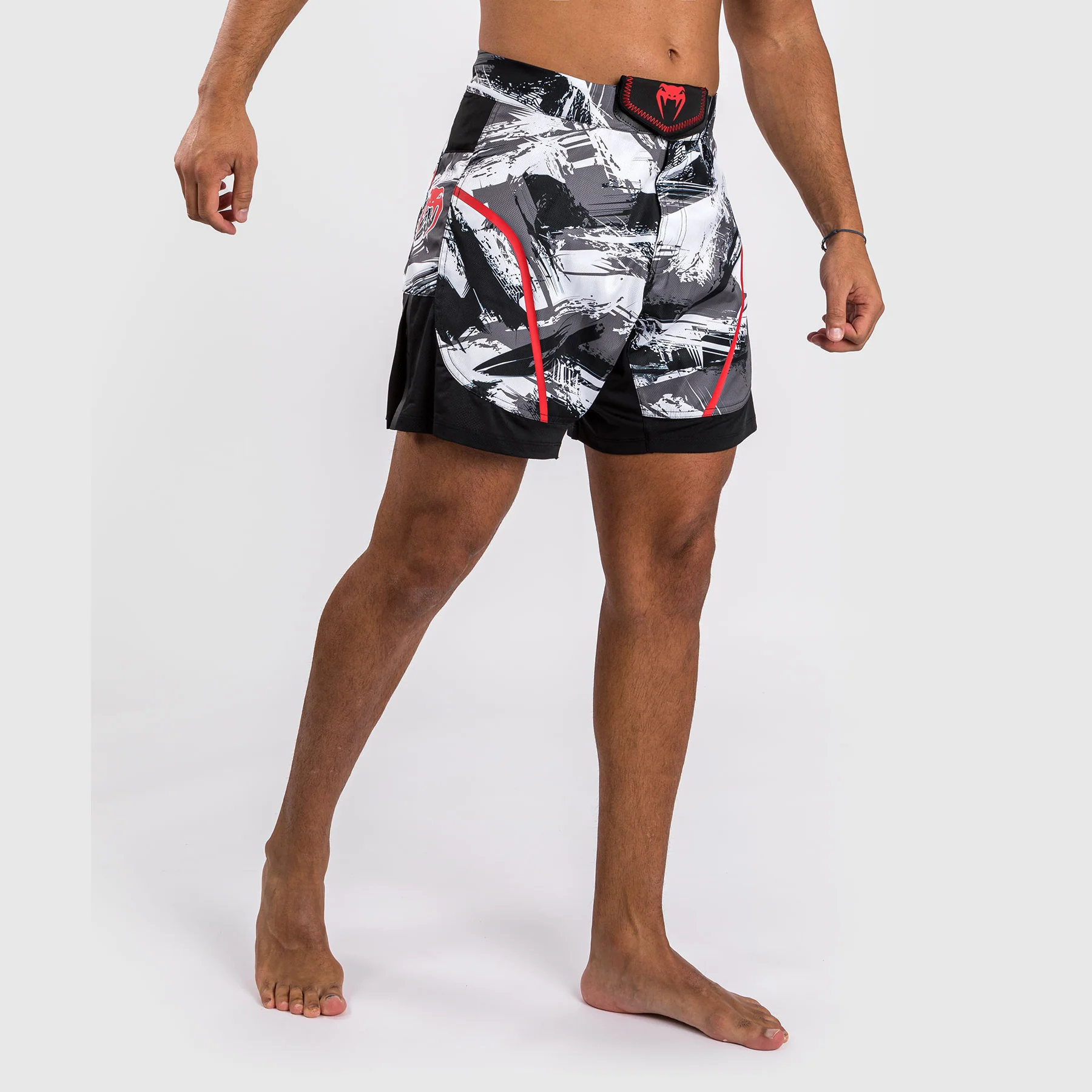 Venum Electron 3.0 Fight Shorts - Grey/Red - Image 2