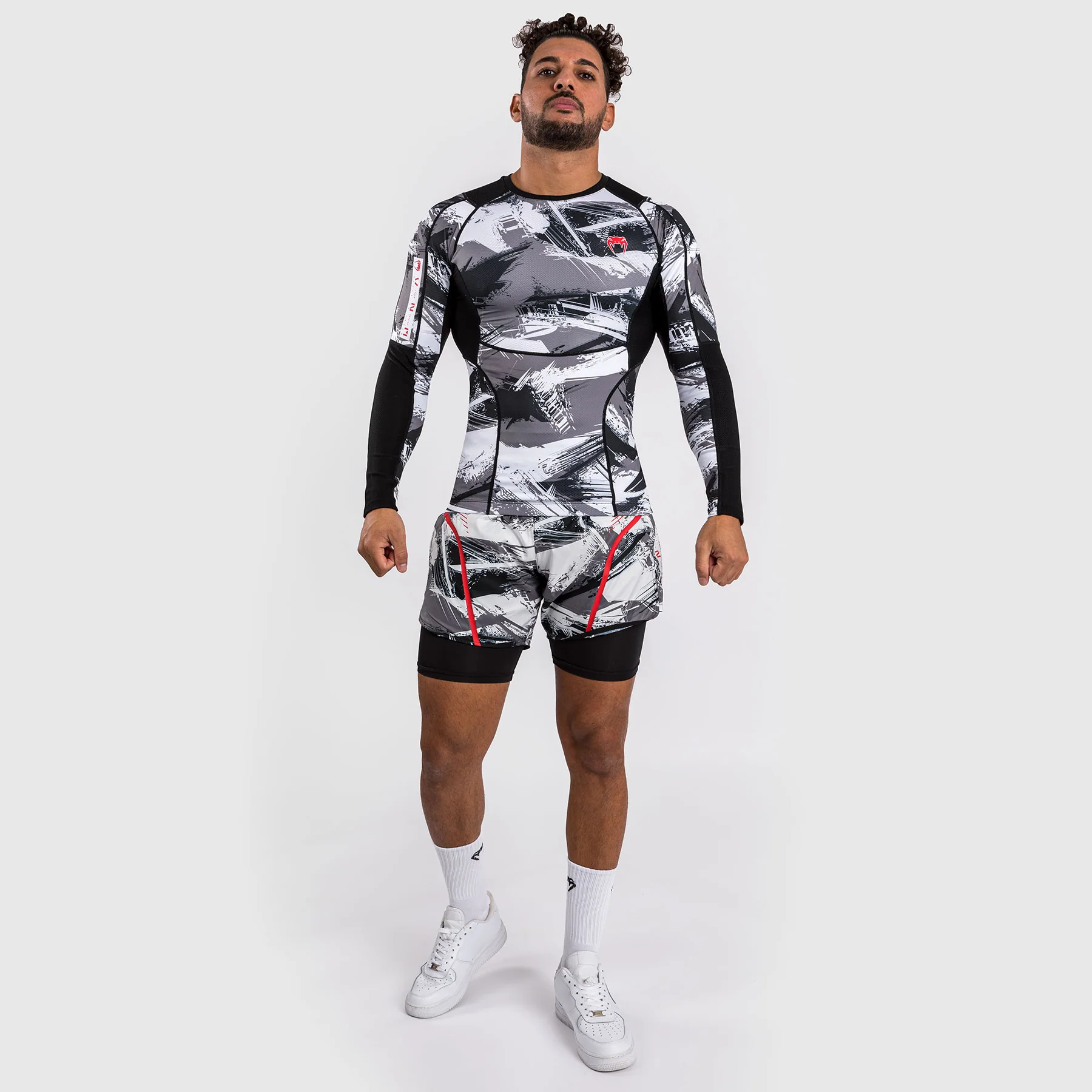 Venum Electron 3.0 Long Sleeve Rashguard - Grey/Red