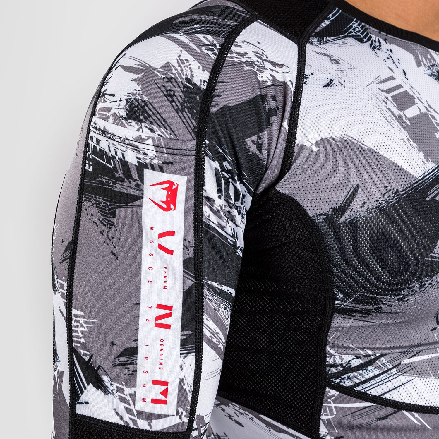 Venum Electron 3.0 Long Sleeve Rashguard - Grey/Red - Image 8