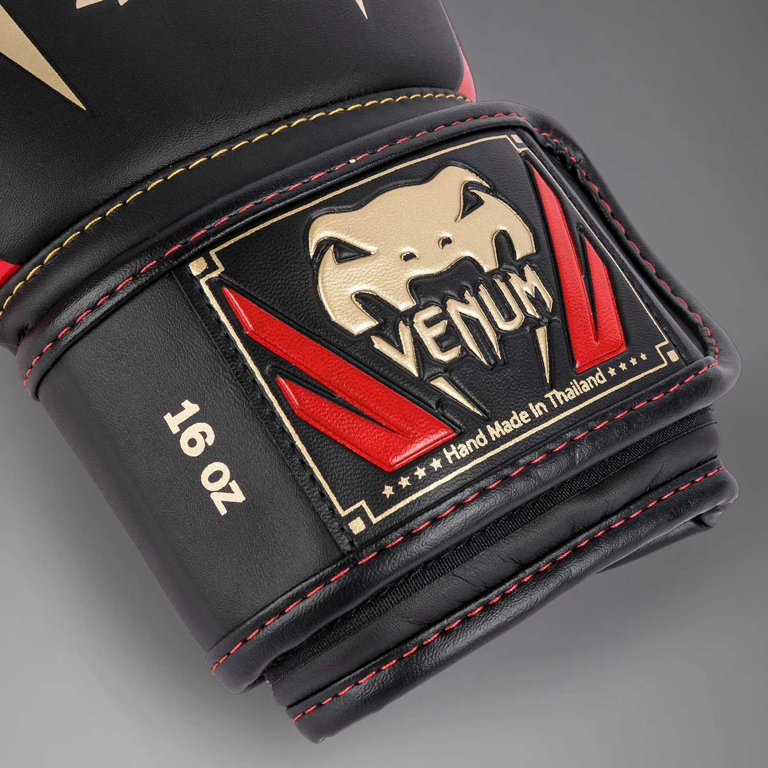 Venum Elite Boxing Gloves - Black/Gold/Red - Image 5