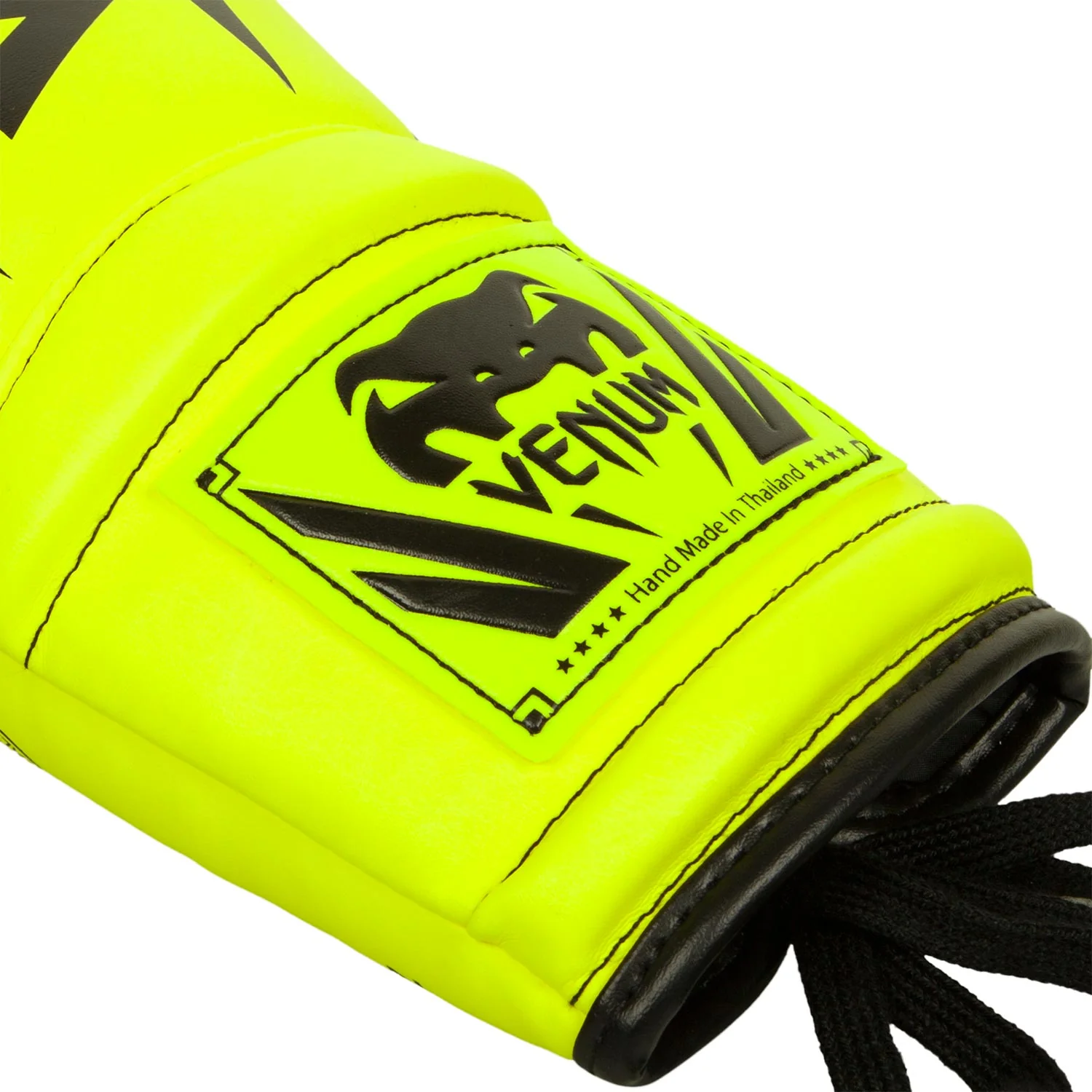 Venum Elite Boxing Gloves - with Laces - Neo Yellow - Image 3