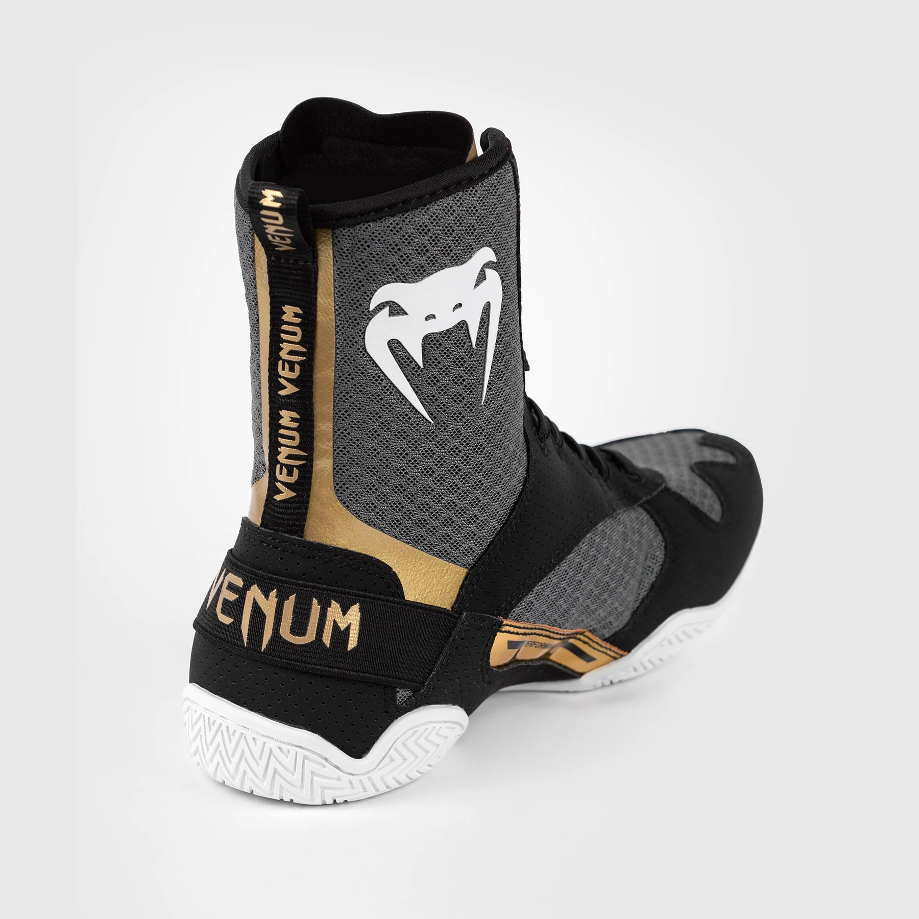 Venum Elite Boxing Shoes - Black/White/Gold - Image 7
