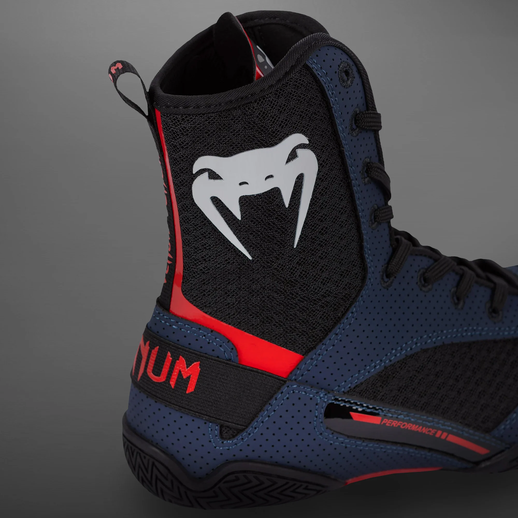 Venum Elite Boxing Shoes - Navy/Black/Red - Image 7