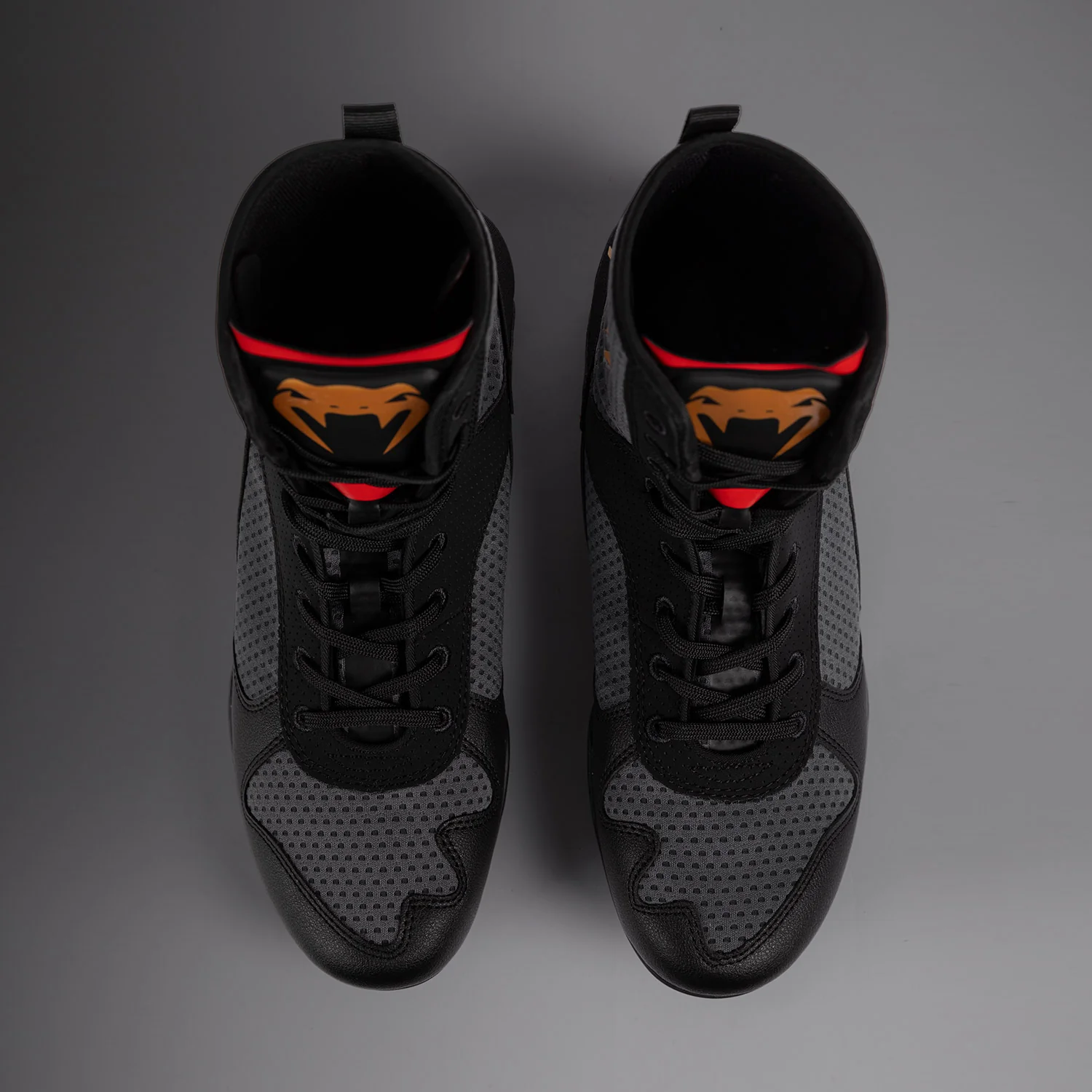 Venum Elite Boxing Shoes - Storm Grey / Gold - Image 5