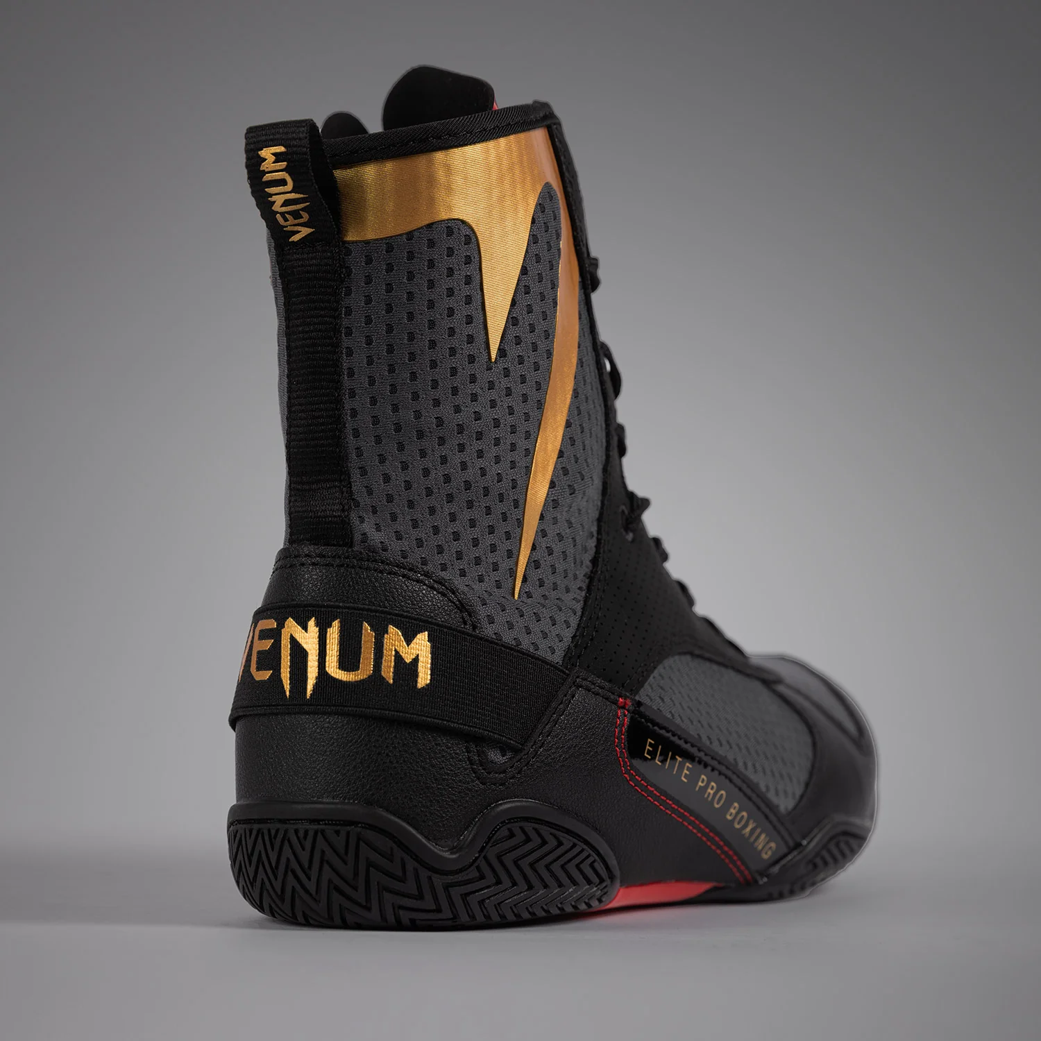 Venum Elite Boxing Shoes - Storm Grey / Gold - Image 6