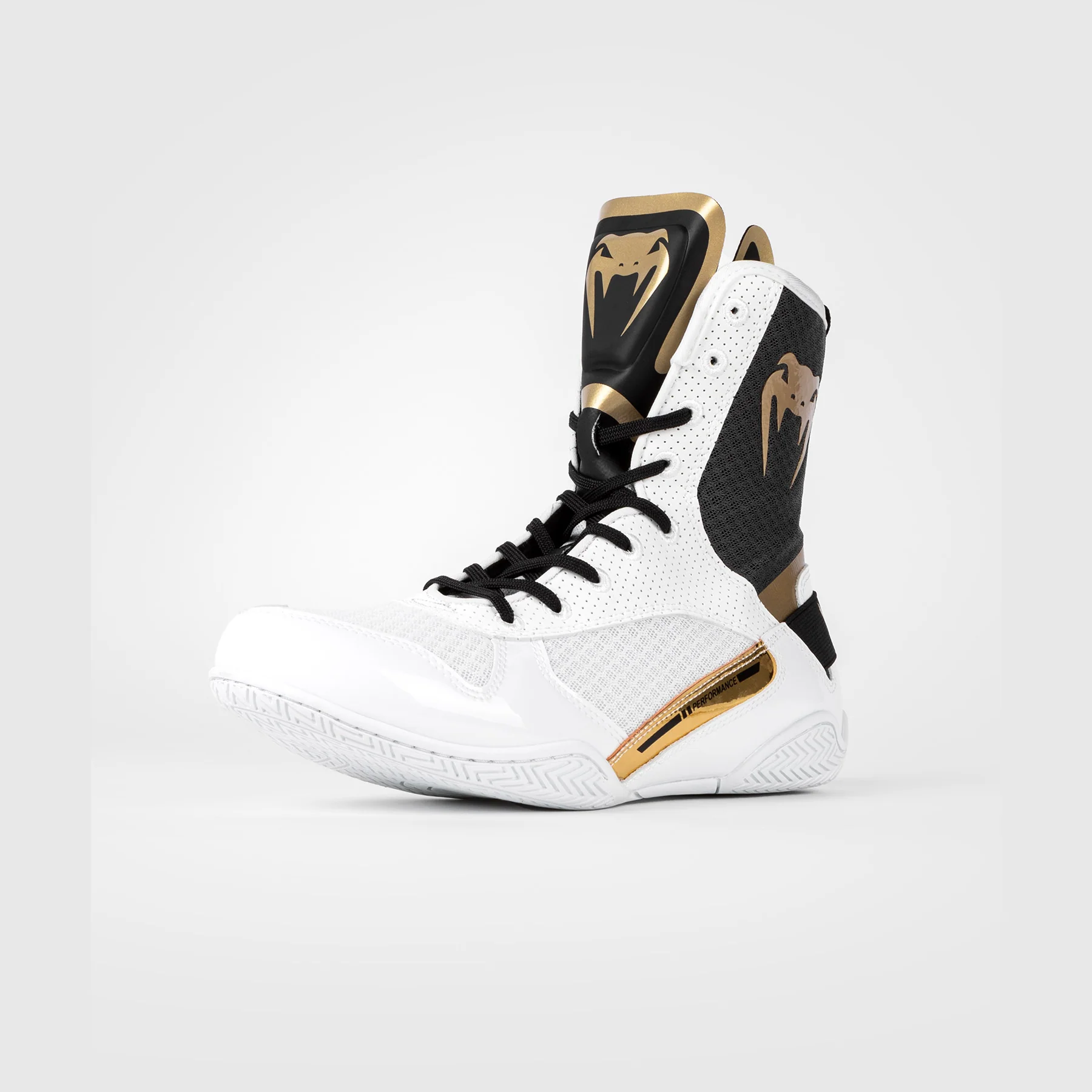 Venum Elite Boxing Shoes - White/Black/Gold - Image 9