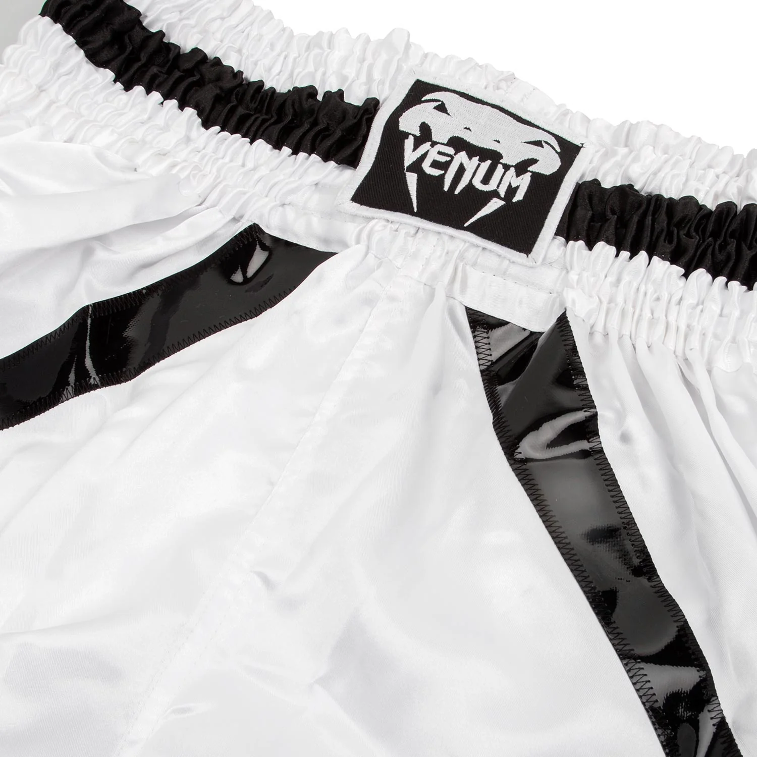 Venum Elite Boxing Shorts - White/Black - Image 6