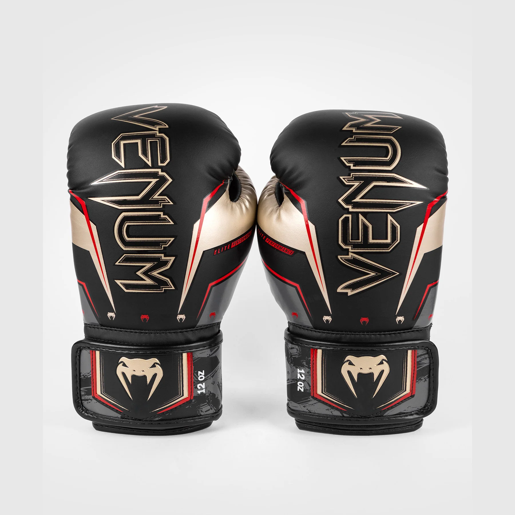 Venum Elite Evo Boxing Gloves - Black/Gold/Red - Image 3