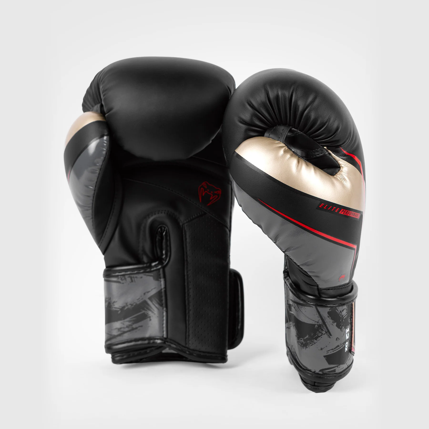 Venum Elite Evo Boxing Gloves - Black/Gold/Red - Image 4