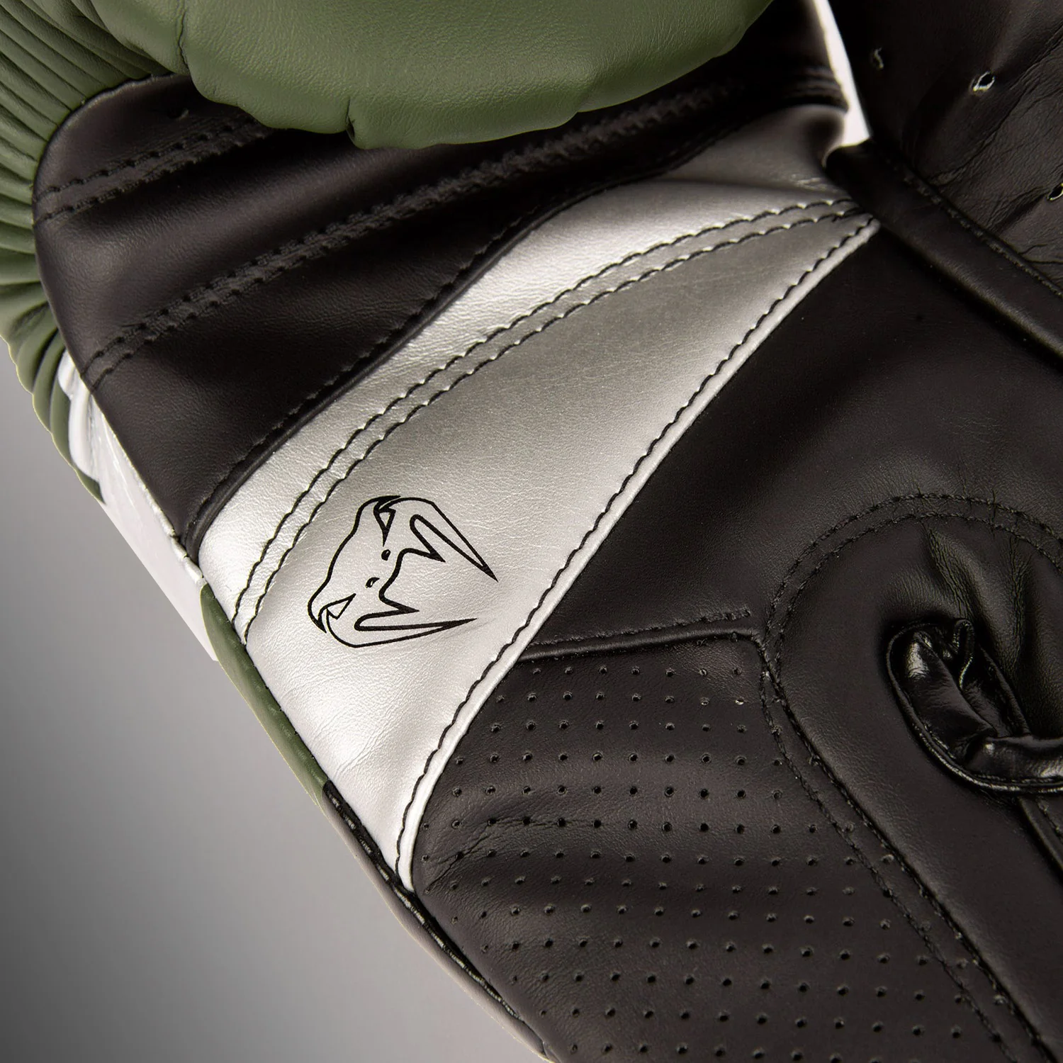 Venum Elite Evo Boxing Gloves - Khaki/Silver - Image 6