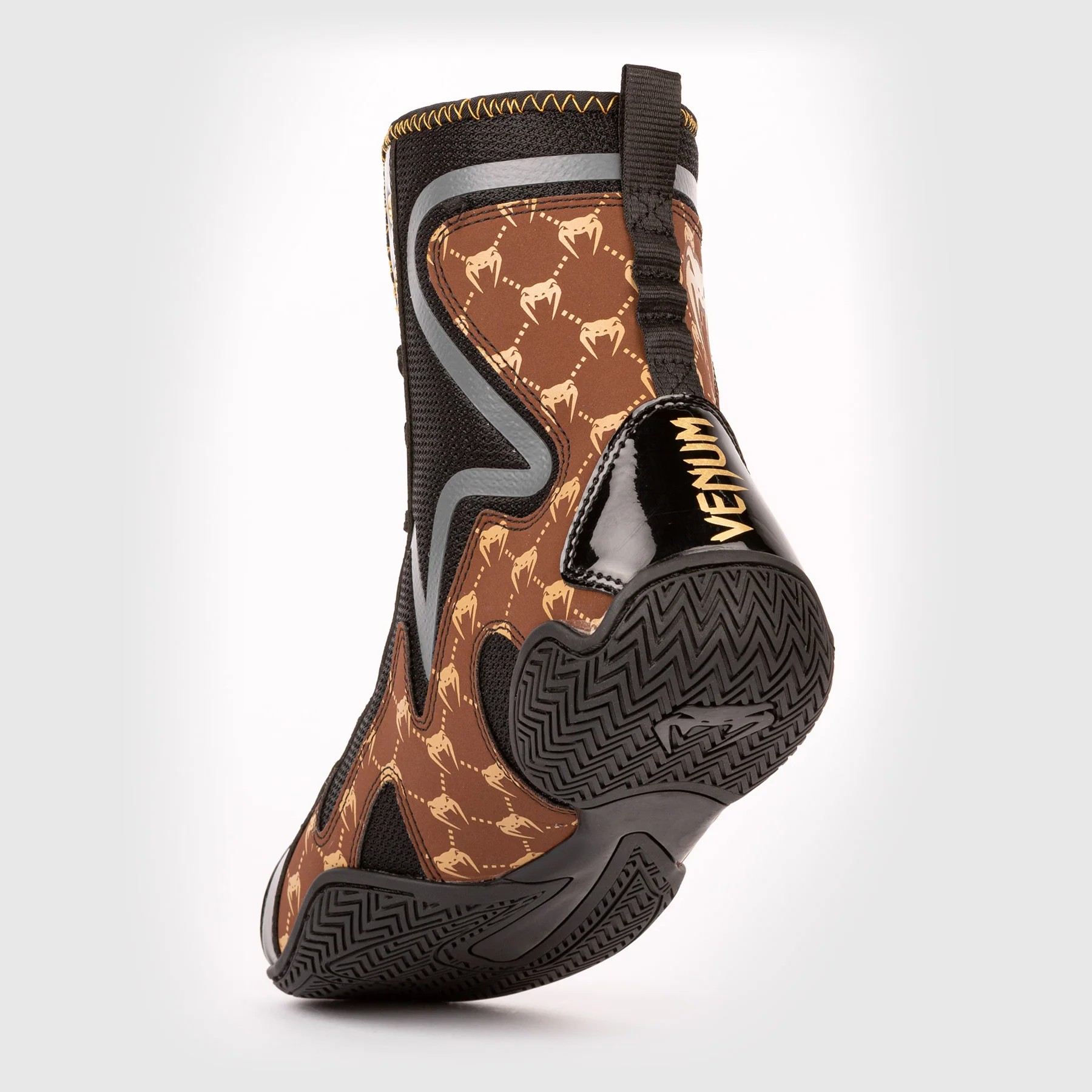 Venum Elite Evo Monogram Boxing Shoes – Black/Brown - Image 4