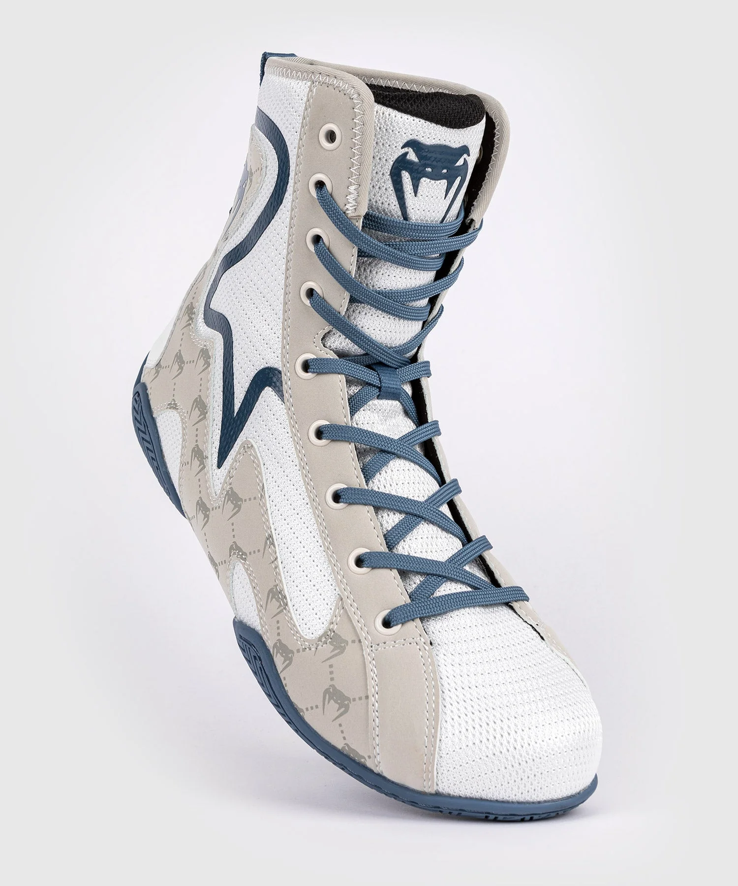 Venum Elite Evo Monogram Boxing Shoes - White/Blue - Image 2