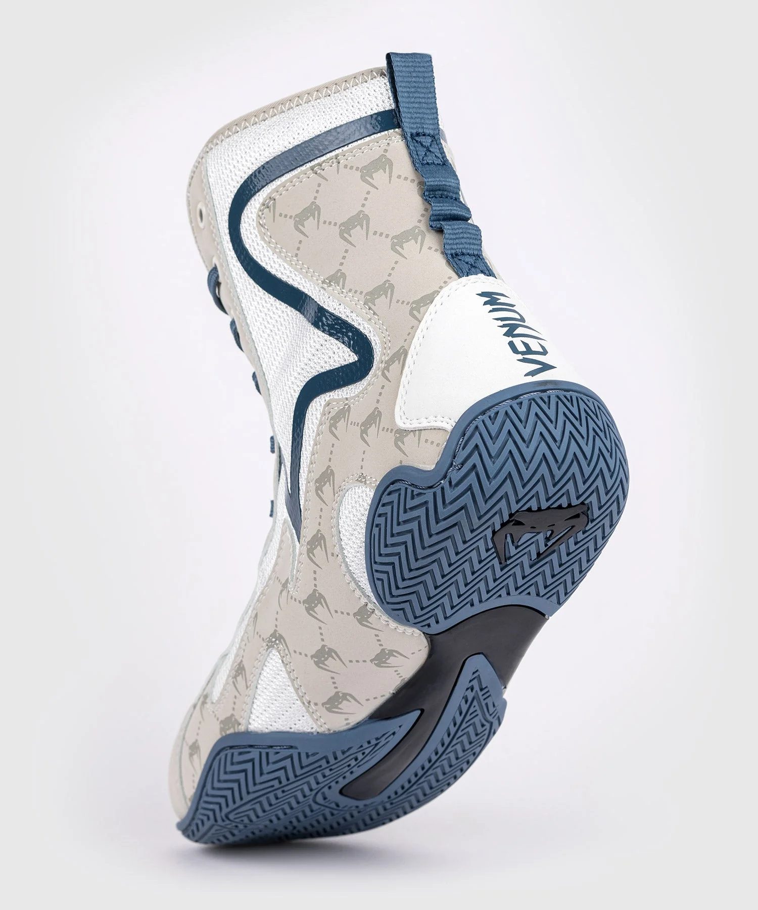 Venum Elite Evo Monogram Boxing Shoes - White/Blue - Image 3
