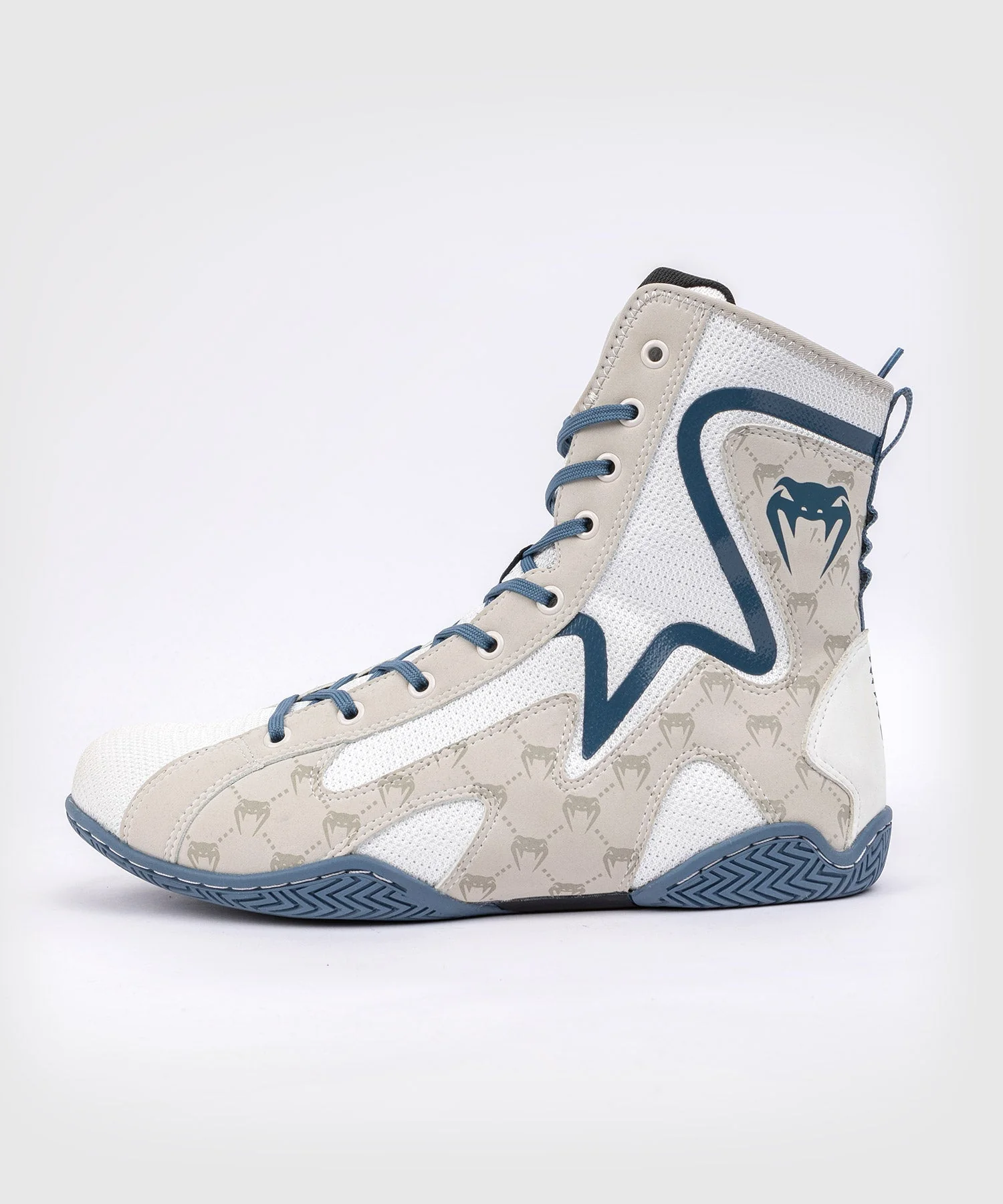 Venum Elite Evo Monogram Boxing Shoes - White/Blue - Image 4