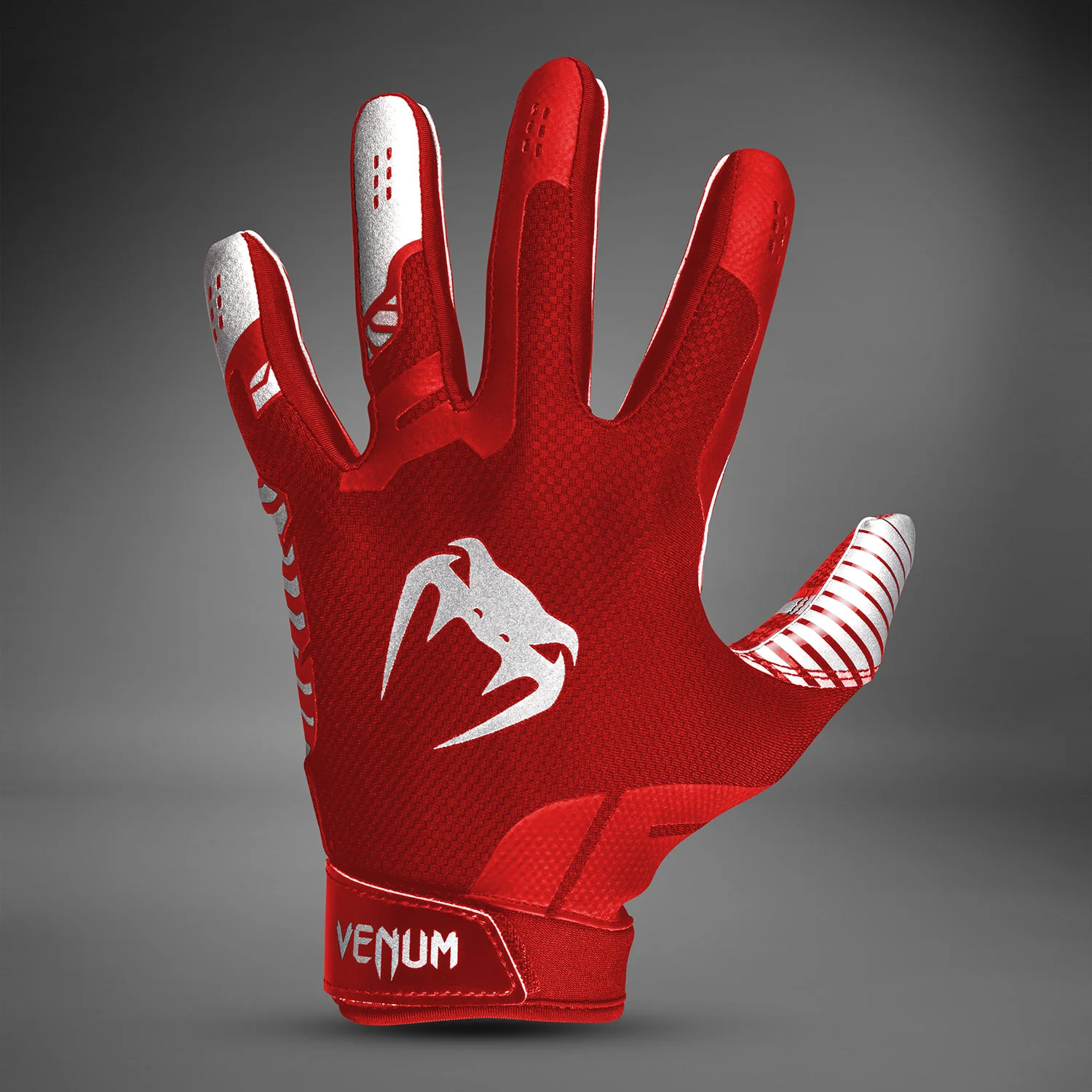 Venum Elite Football Gloves - Red/Silver - Image 2