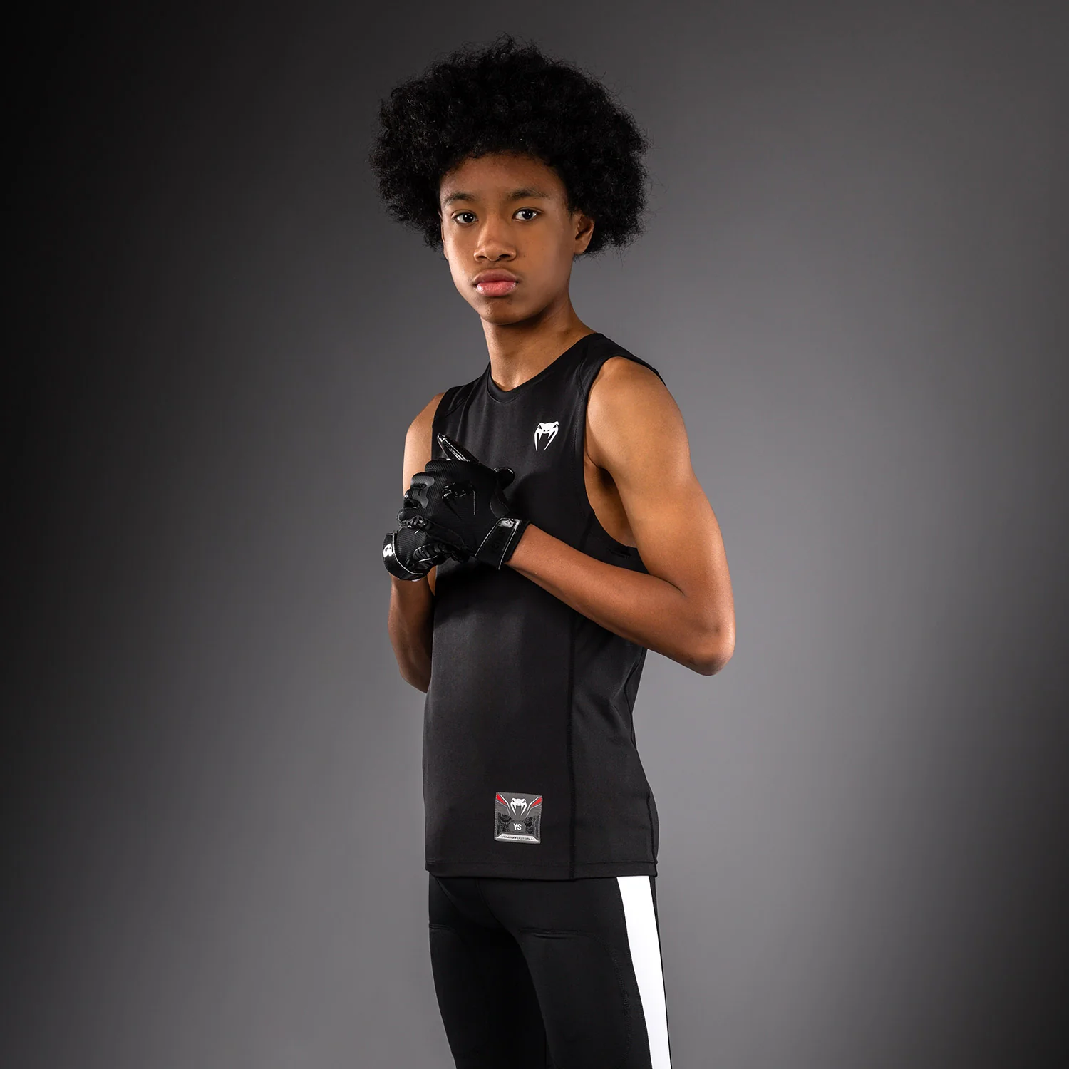Venum Elite Kids Football Sleeveless Compression Jersey - Black - Image 2