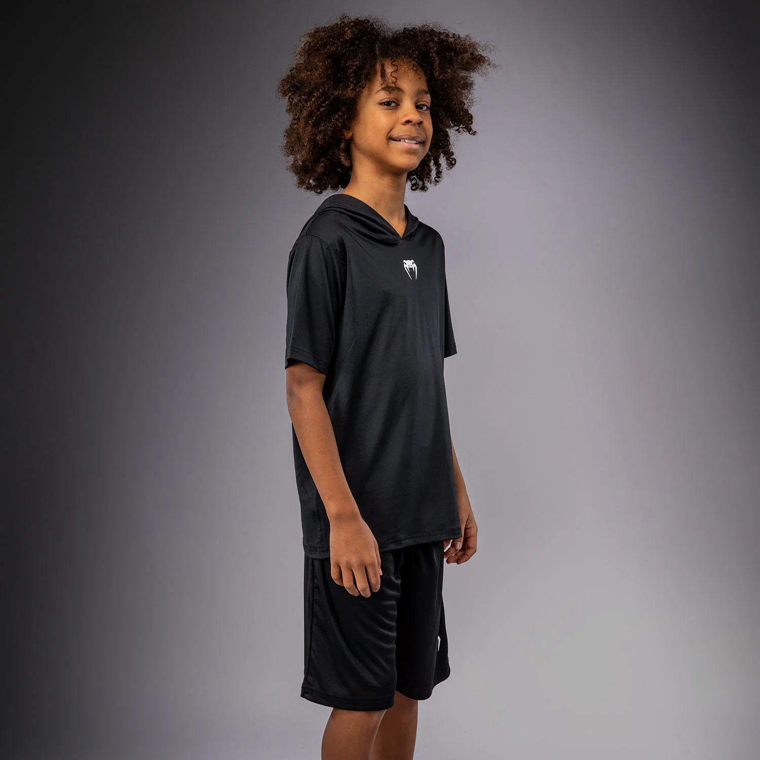 Venum Elite Kids Short Sleeve Dry-Tech Hoodie - Black - Image 2