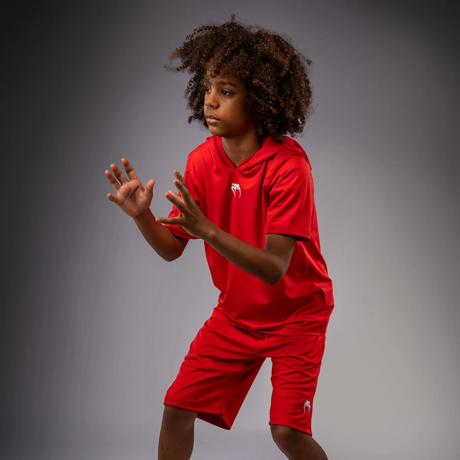 Venum Elite Kids Short Sleeve Dry-Tech Hoodie - Red - Image 5
