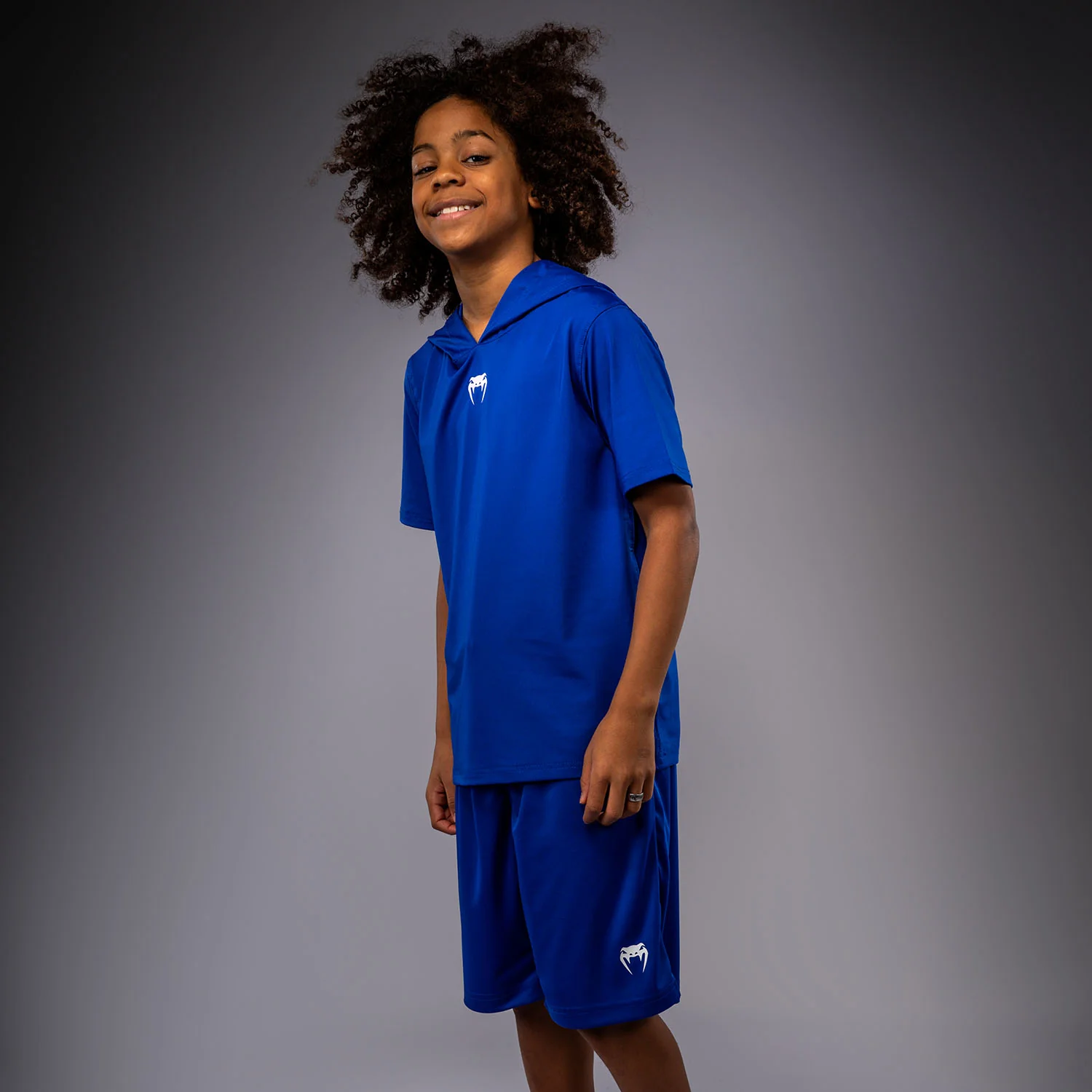 Venum Elite Kids Short Sleeve Dry-Tech Hoodie - Royal Blue - Image 3