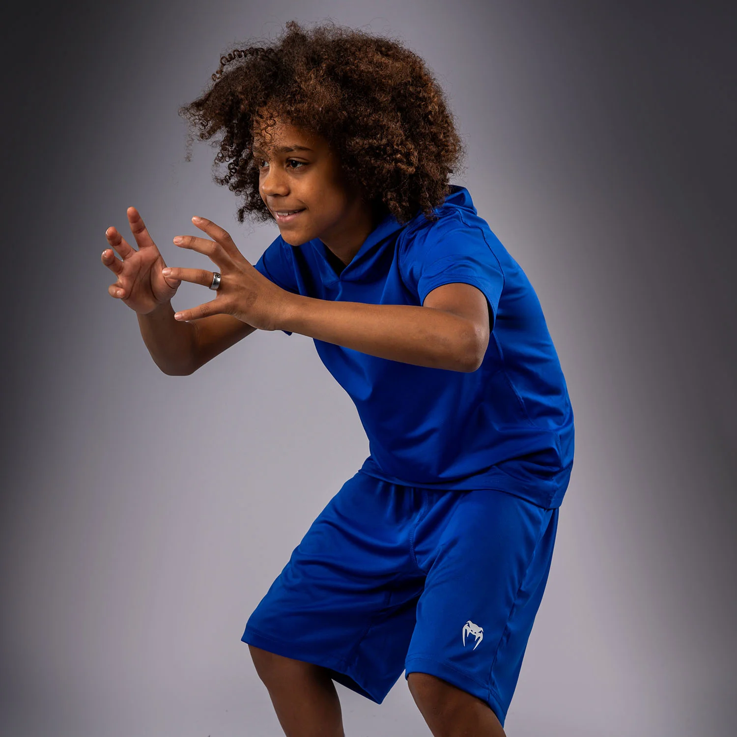 Venum Elite Kids Short Sleeve Dry-Tech Hoodie - Royal Blue - Image 6