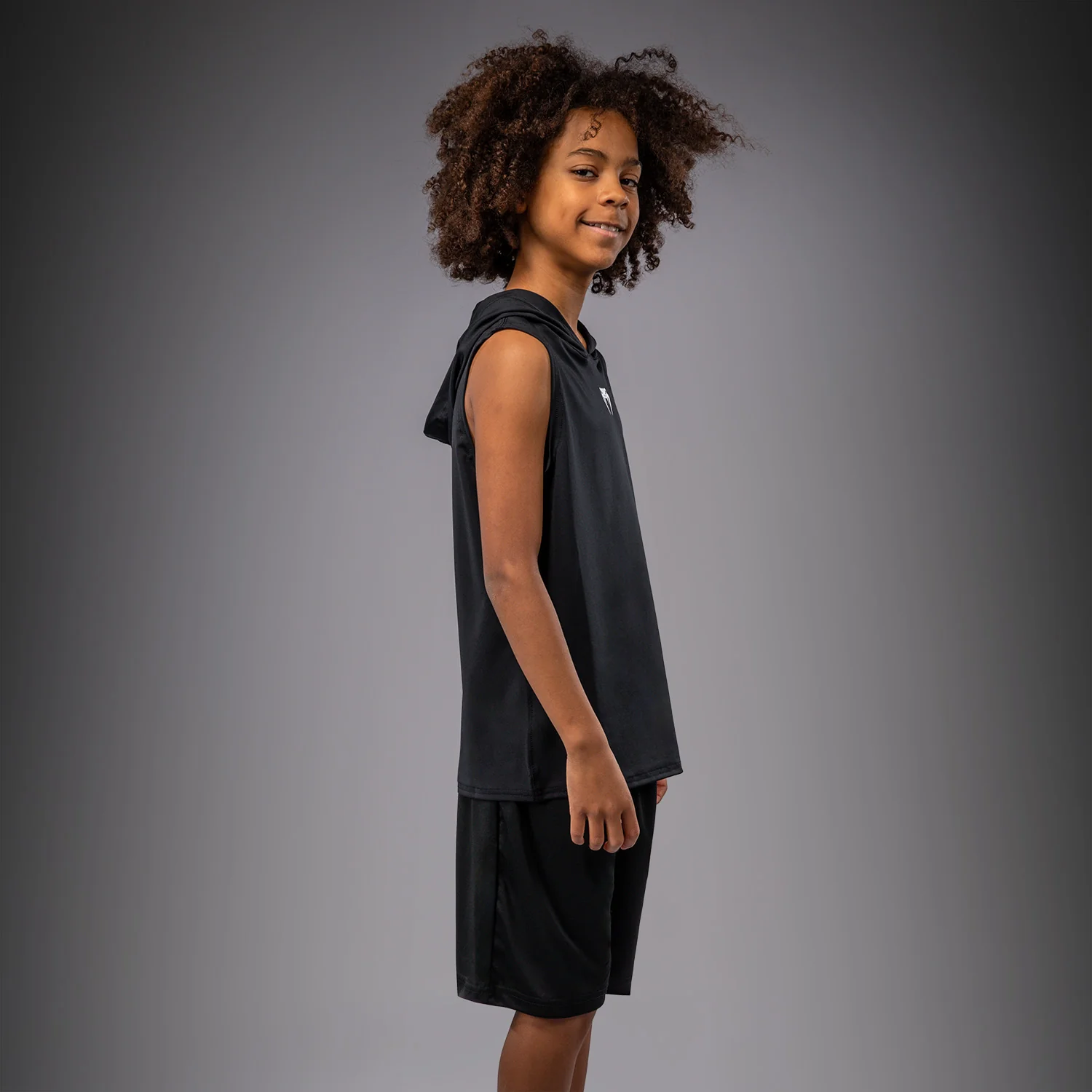 Venum Elite Kids Sleeveless Dry-Tech Hoodie - Black - Image 2