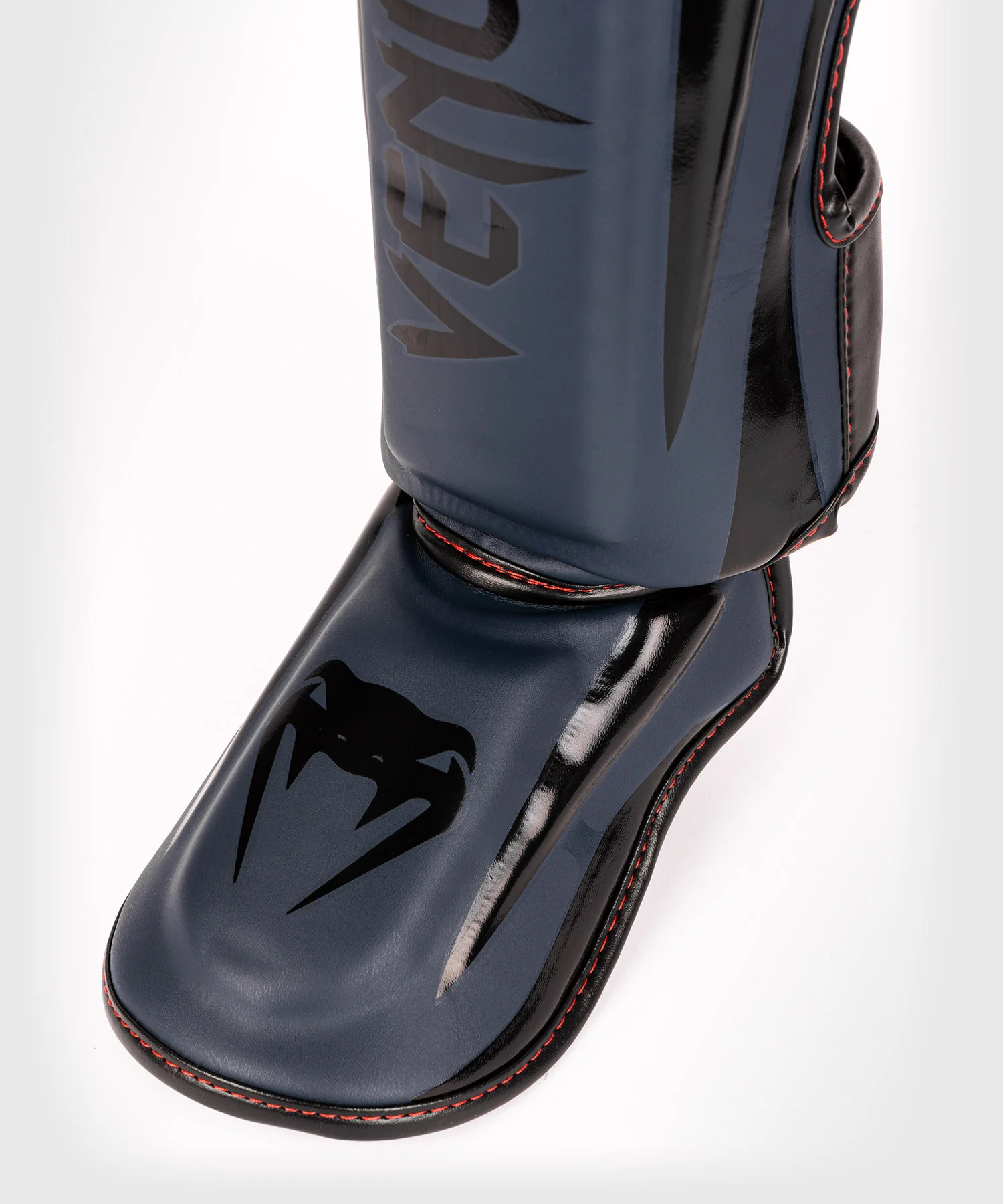 Venum Elite Shin Guards - Navy Blue/Black-Red - Image 3