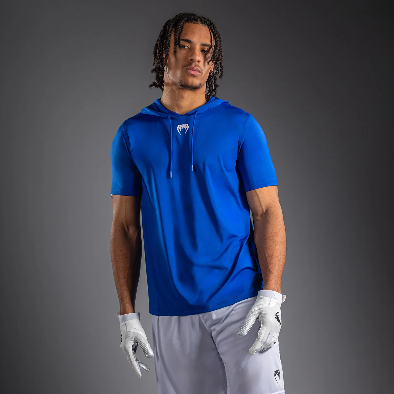 Venum Elite Short Sleeve Dry-Tech Hoodie - Royal Blue - Image 2
