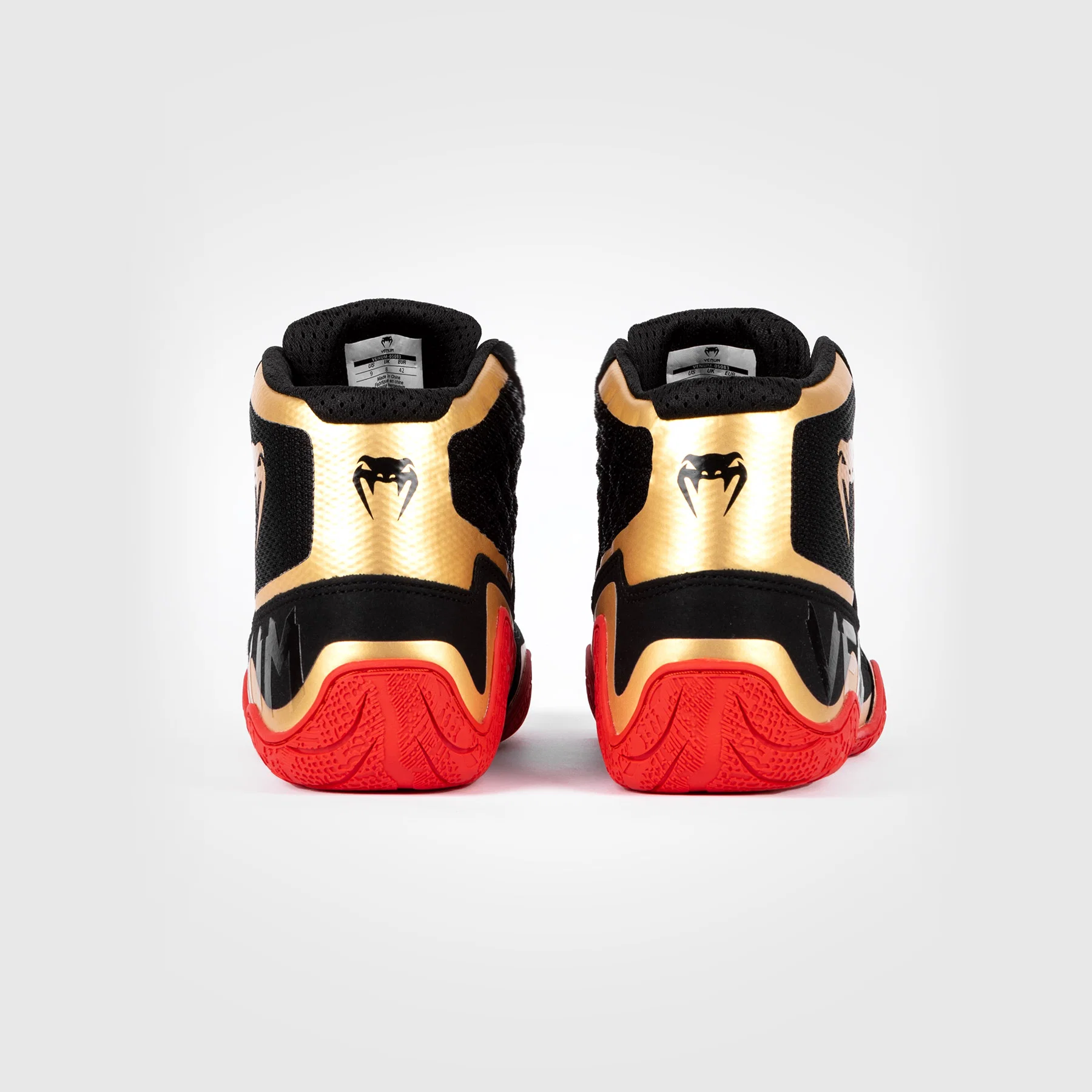 Venum Elite Wrestling Shoes - Black/Gold/Red - Image 6
