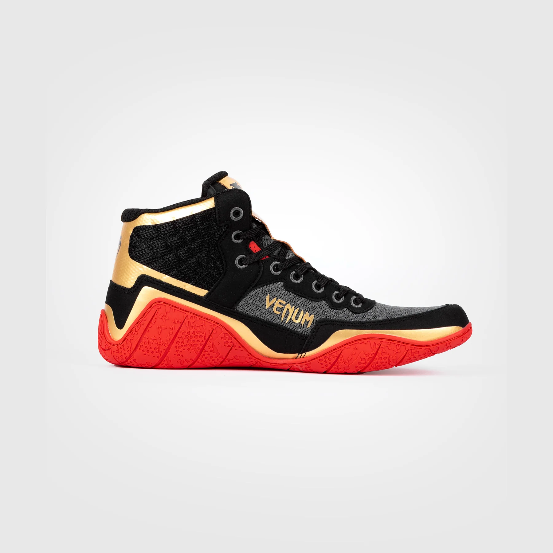 Venum Elite Wrestling Shoes - Black/Gold/Red - Image 7