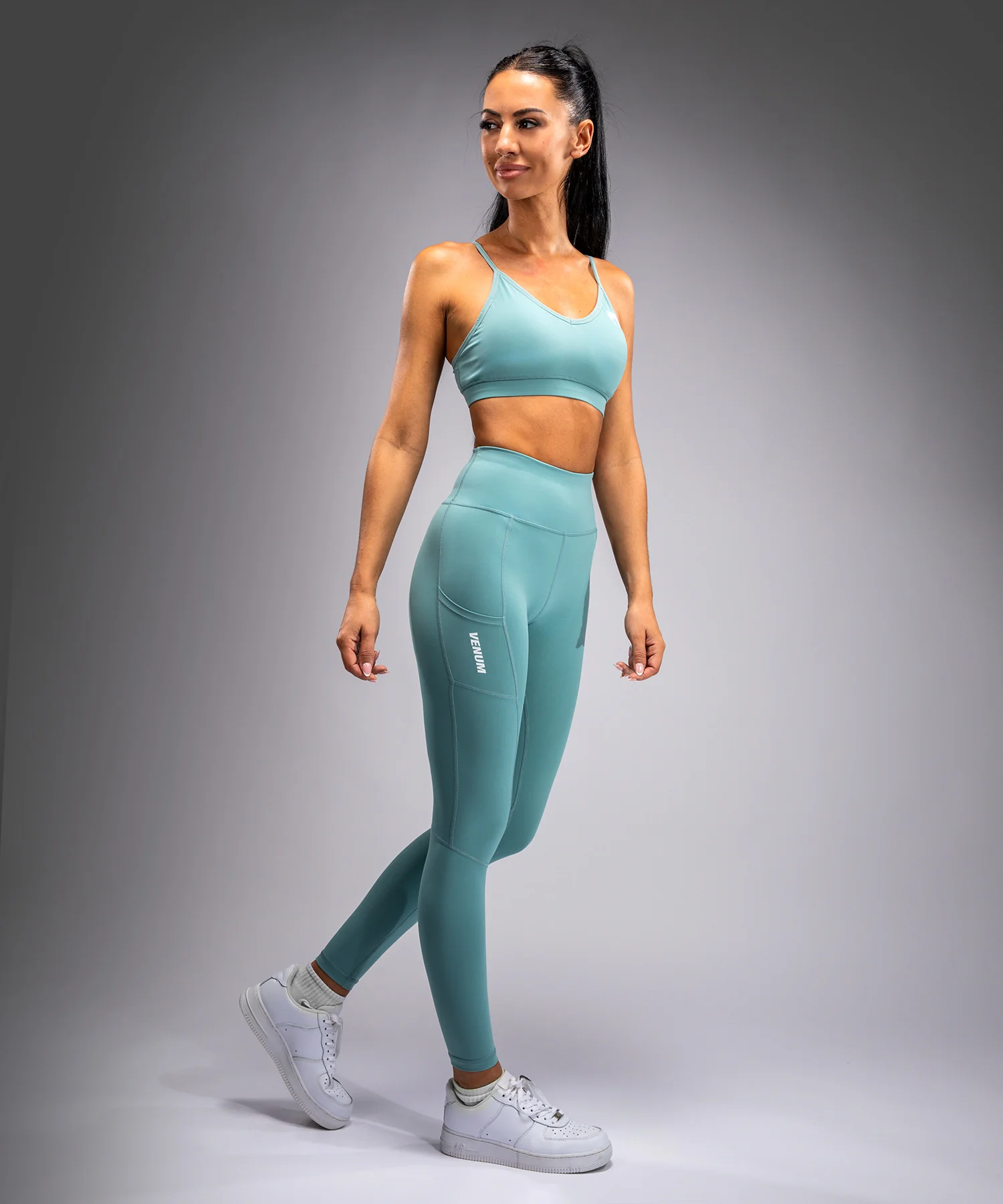 Venum Essential Women's Performance Leggings - Aqua Green - Image 4