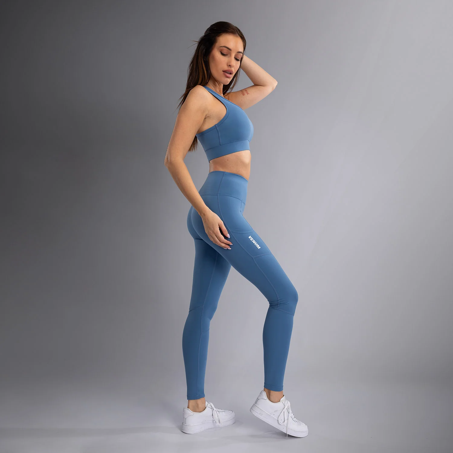 Venum Essential Women's Performance Leggings - Storm Blue - Image 5